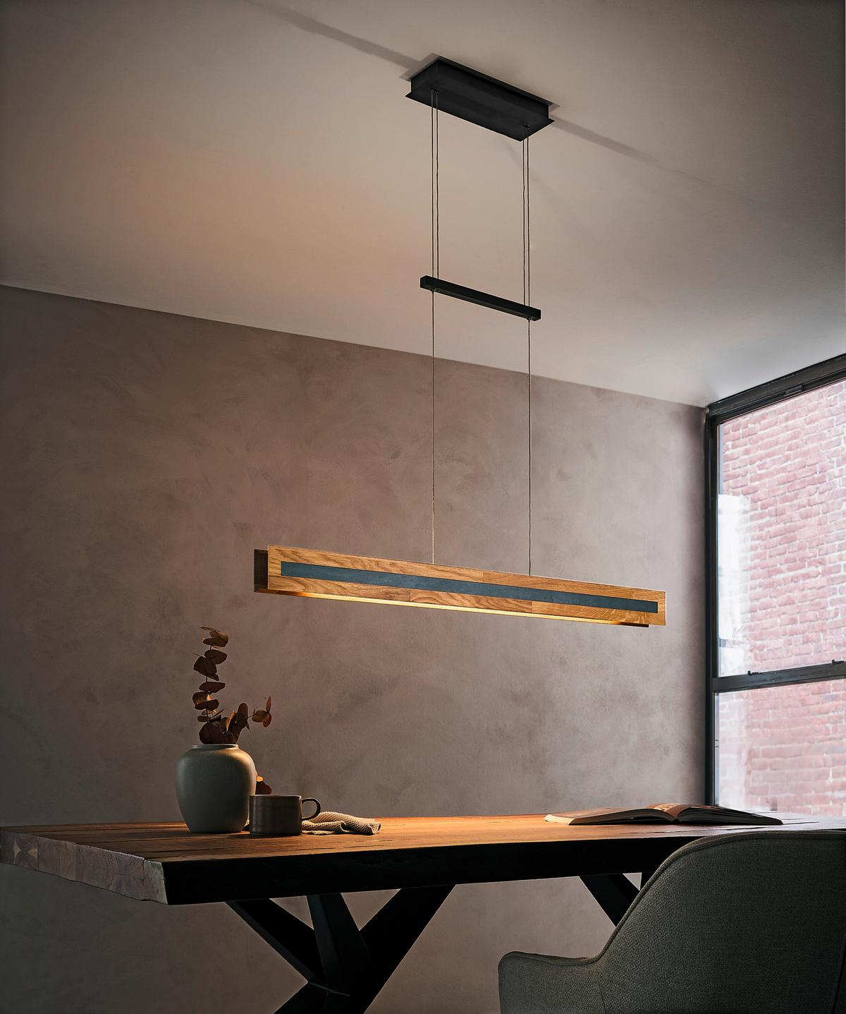 LAMPA WISZĄCA LED 141847 OBERSTDORF *WW* - czarny, Natur, metal/drewno (116/10/150cm) - Waldwelt