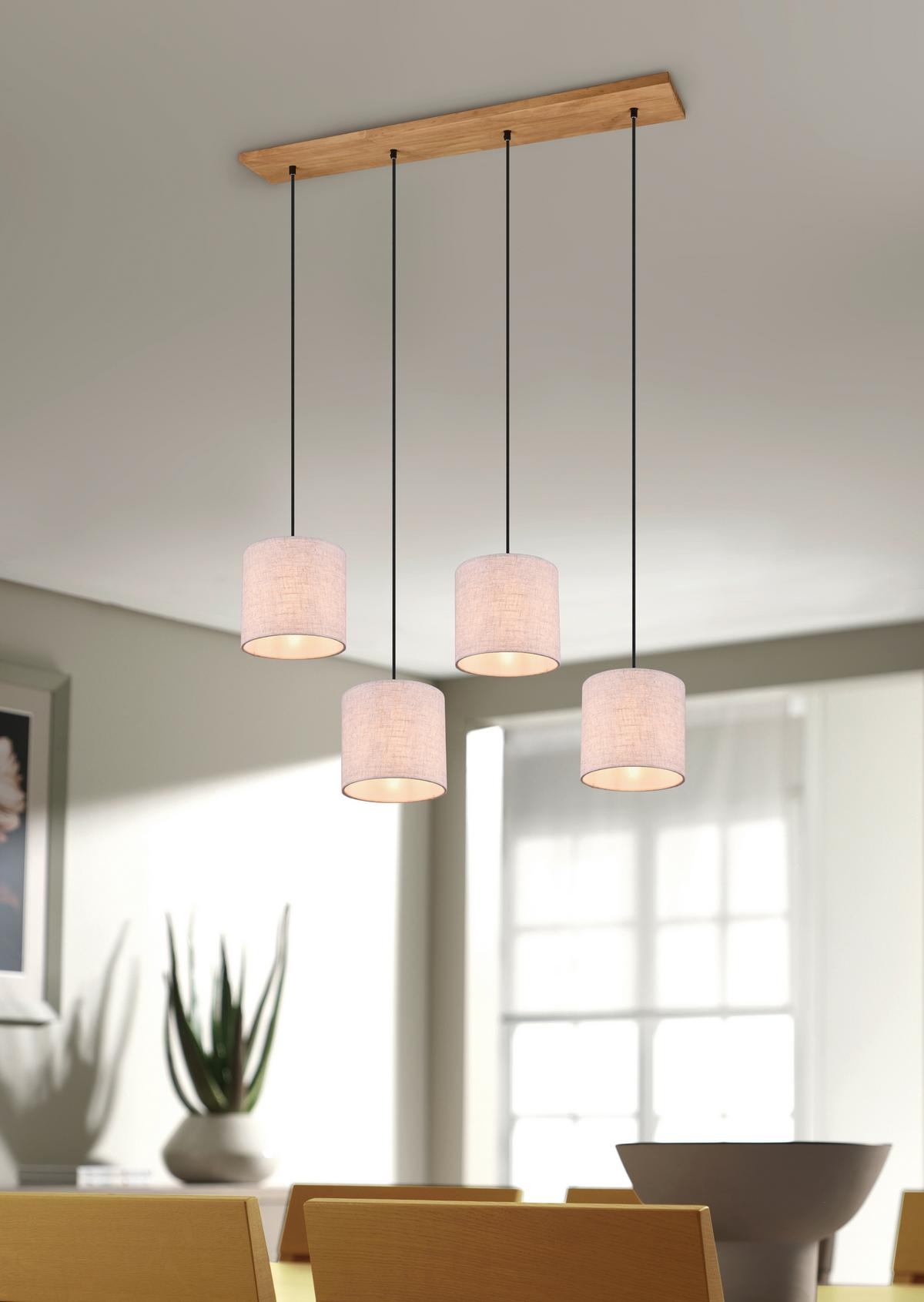 Hängeleuchte Elmau Braun/Weiß max. 60 Watt - Braun/Weiß, Natur, Textil/Metall (100/20/150cm) - Trio Leuchten