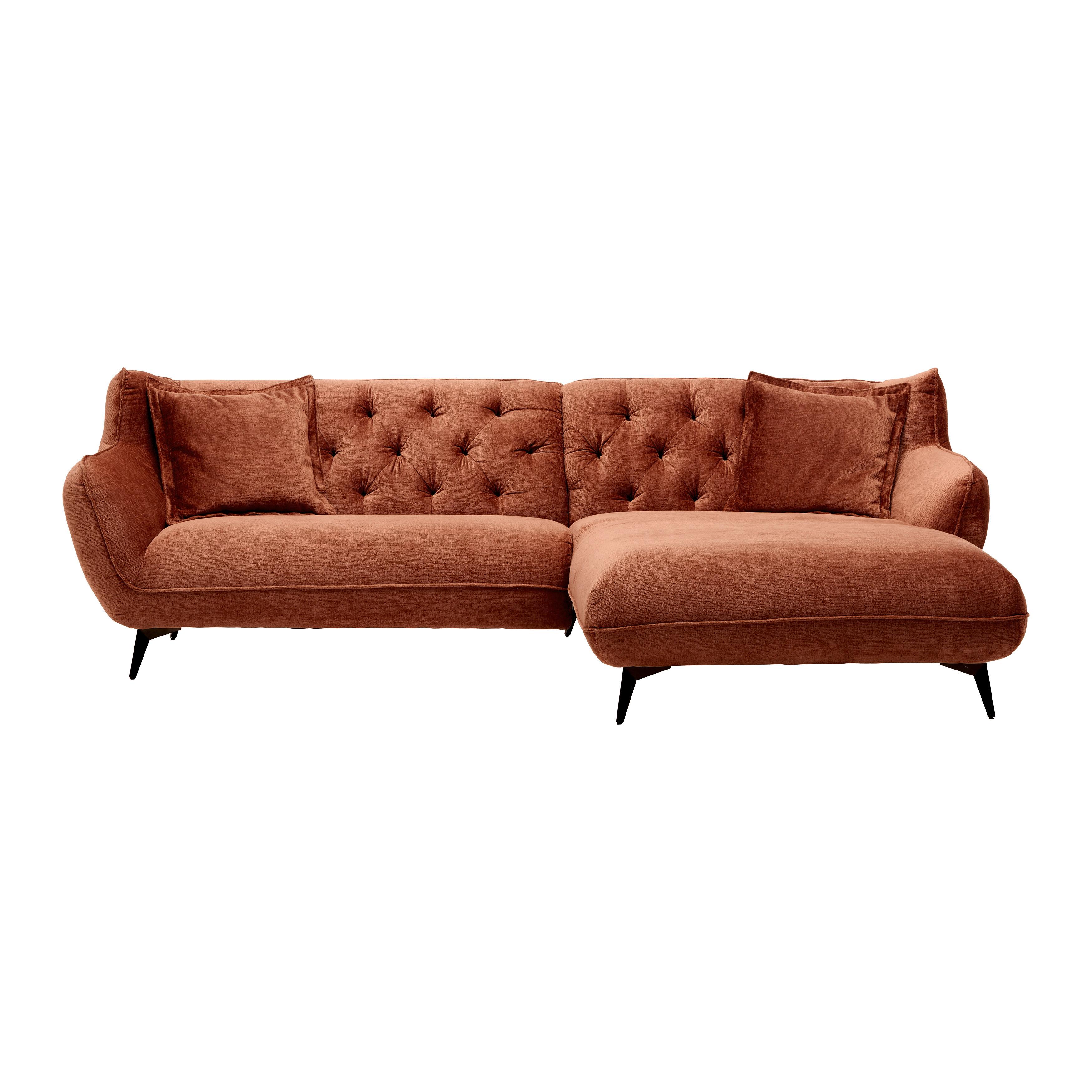 Wohnlandschaft Bogoni Rostfarben - Rostfarben/Schwarz, MODERN, Textil/Metall (278/84/168cm) - Mömax