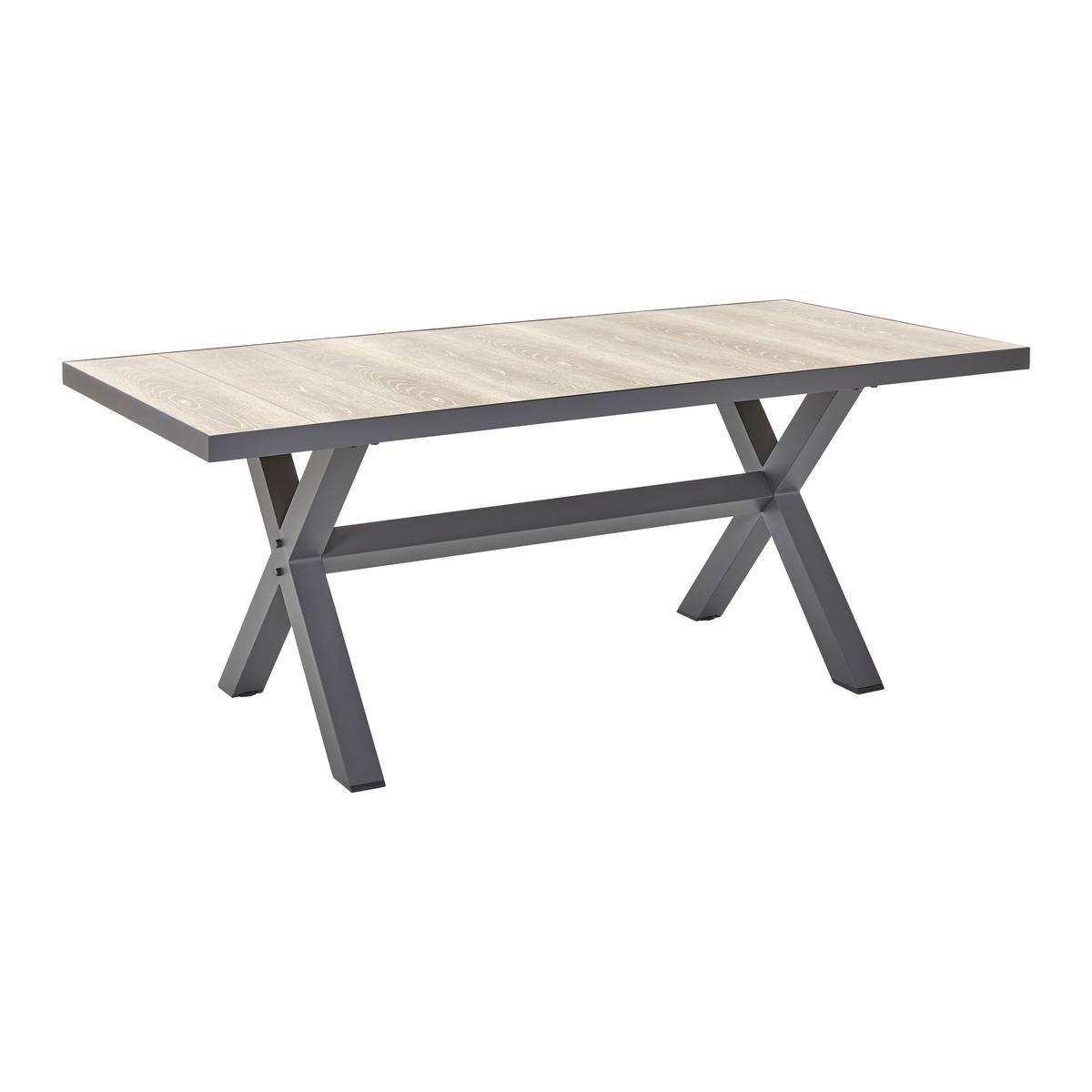 Vrtna Miza Fleur, Temno Siva, Barva Hrasta, 180x90 Cm - temno siva/barve hrasta, Moderno, kovina/keramika (180/75/90,5cm) - Bessagi Garden