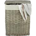 Wäschekorb Elena aus Weide in Natur - Naturfarben/Grau, ROMANTIK / LANDHAUS, Holz/Textil (44/56/33cm) - Mömax modern living