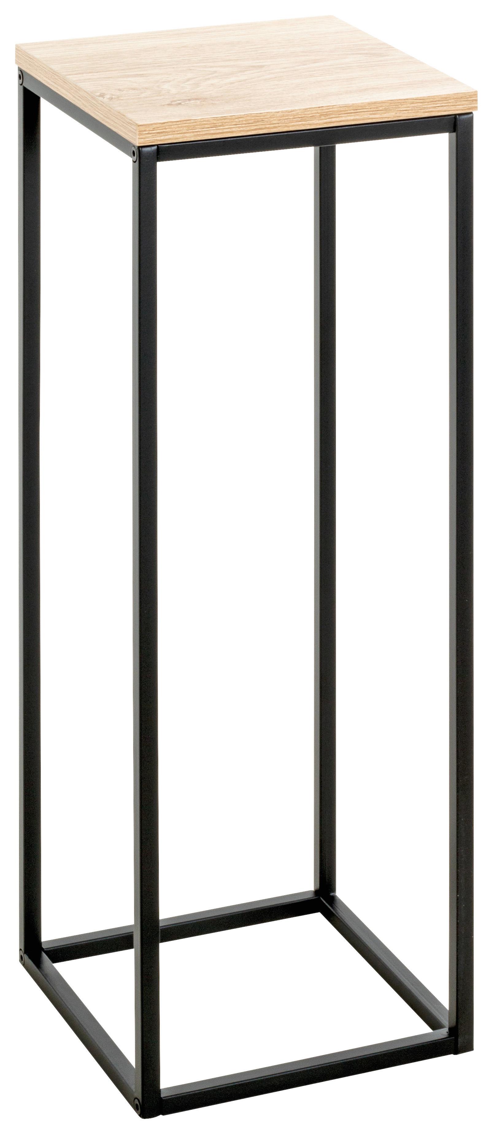 STOJAK NA KWIATY WATFORD L - kolor dębowy/czarny, Design, materiał drewnopochodny/metal (23/67/23cm)