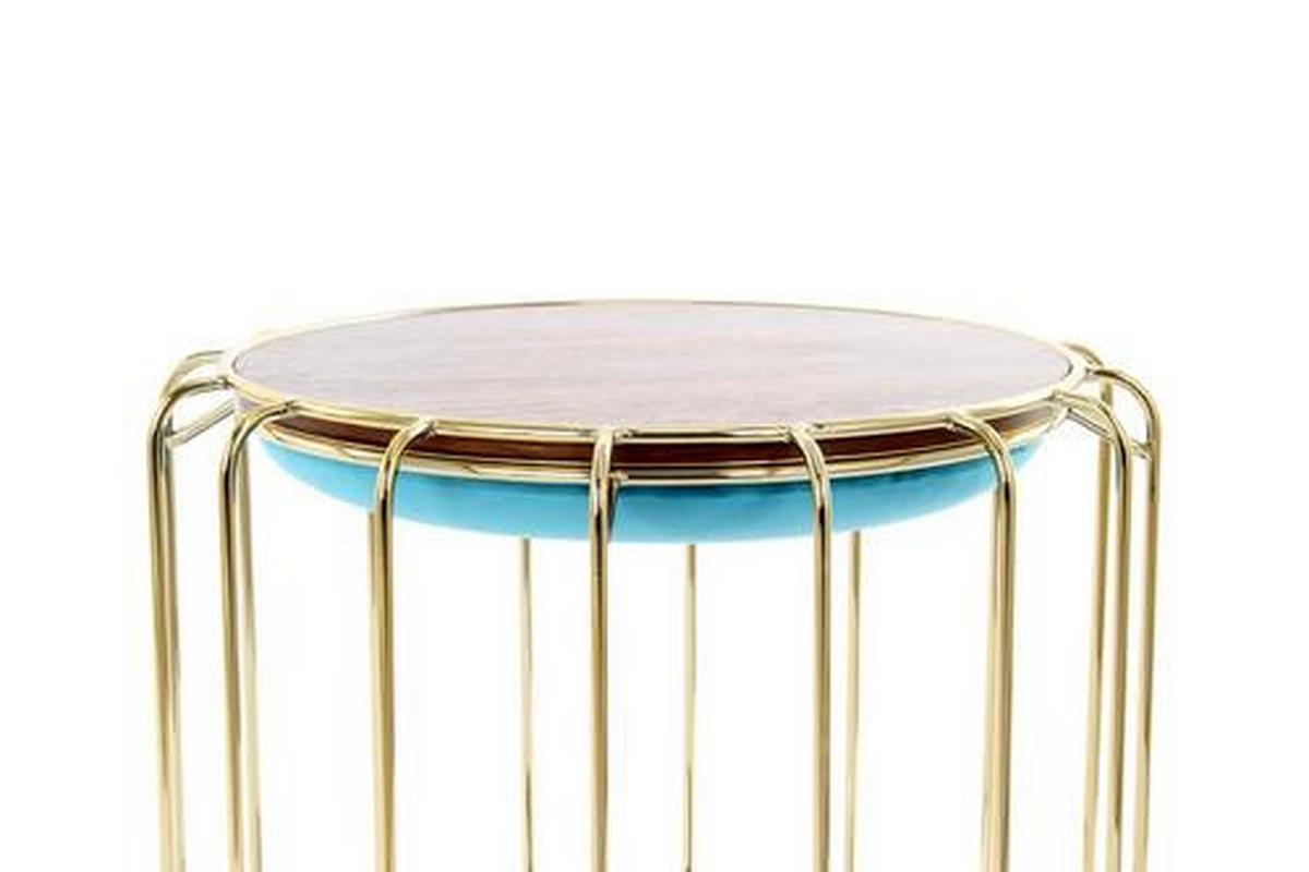 BEISTELLTISCH ONCA6 - Türkis/Goldfarben, Basics, Glas/Holzwerkstoff (50/45/50cm) - Kayoom