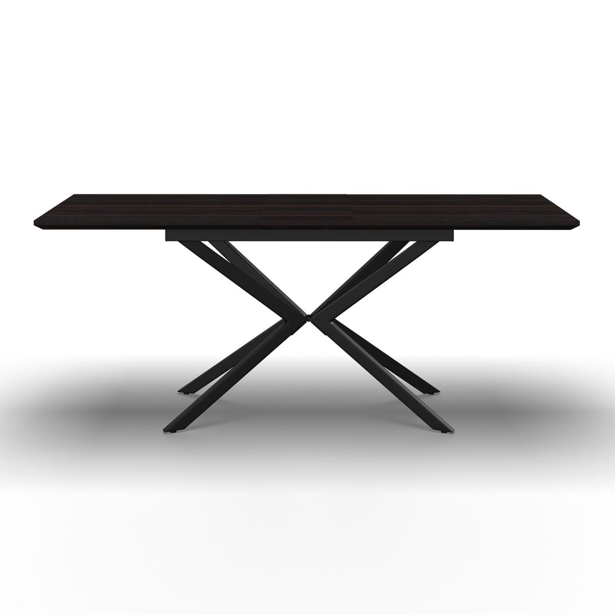 Esstisch ausziehbar Aki Walnussfarben MDF - Walnussfarben/Schwarz, MODERN, Holzwerkstoff/Metall (140-180/76/80cm) - Bessagi Home