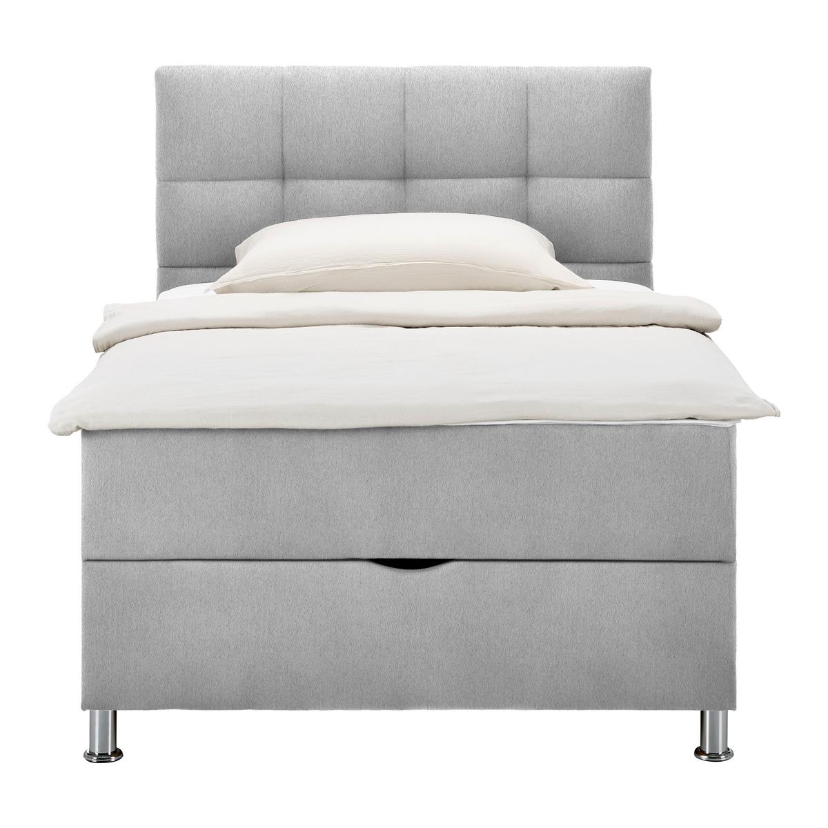 Box Krevet Oviedo - svijetlo siva/boje kroma, Konvencionalno, tekstil (120/200cm) - Based