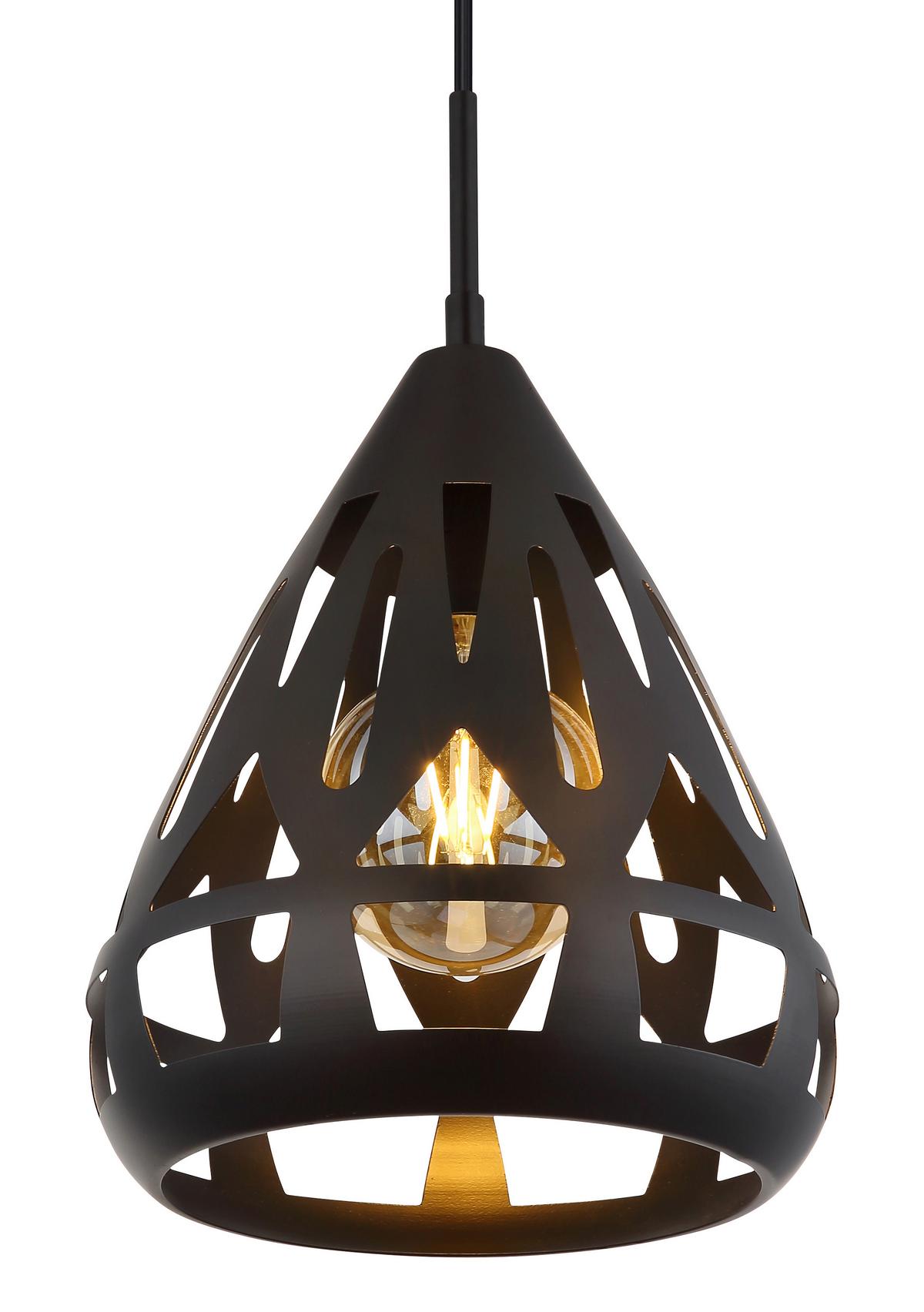 Hängeleuchte Hassan Schwarz max. 40 Watt - Schwarz, Basics, Kunststoff/Metall (23/120cm) - Globo