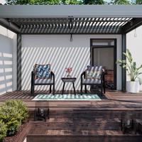 Balkonset Bela Hellgrau Hellgrau Outdoorstoff/Metall - Hellgrau/Schwarz, MODERN, Textil/Metall - Bessagi Garden