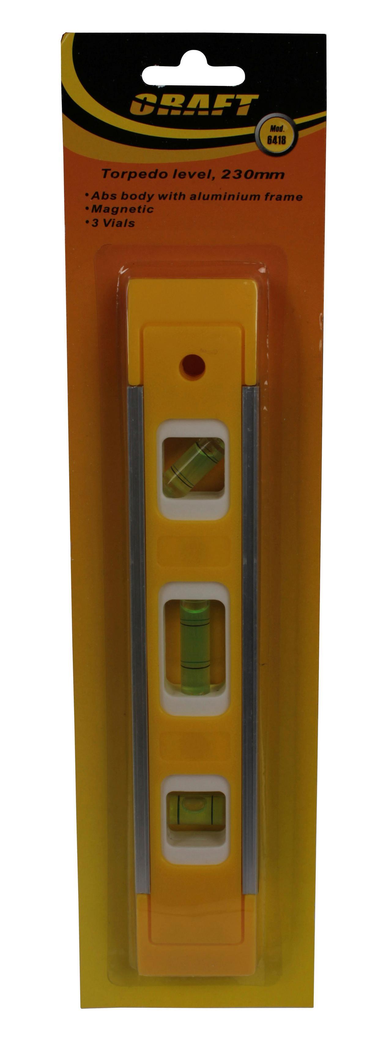 Vízmérték 23cm - narancs, műanyag