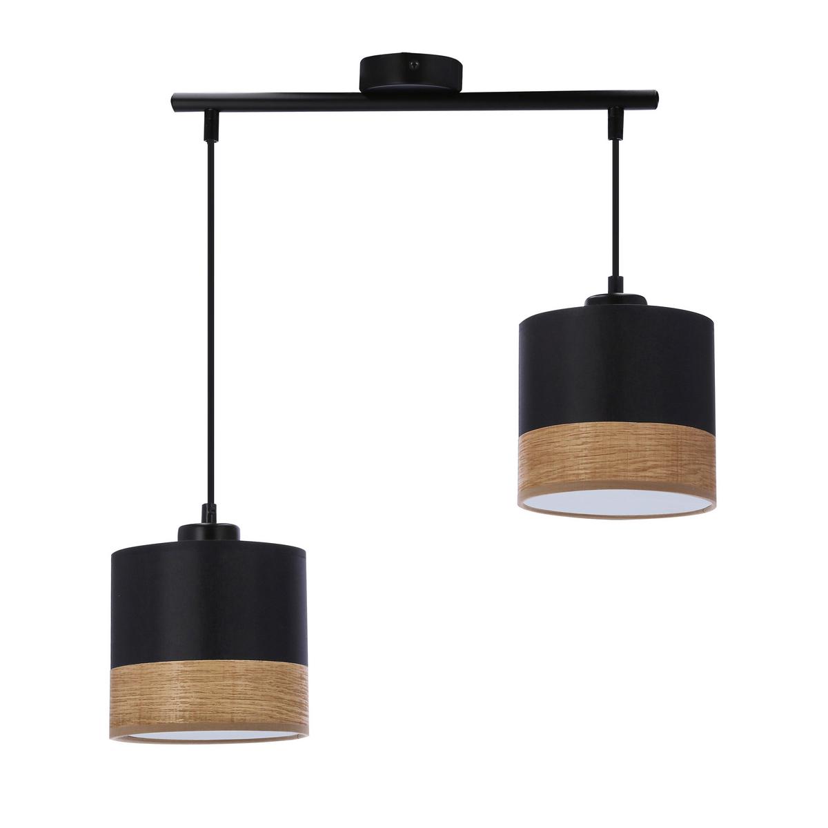 Viseća Svjetiljka Porto - boje hrasta/crna, Natur, metal/tekstil (48/15/115cm)