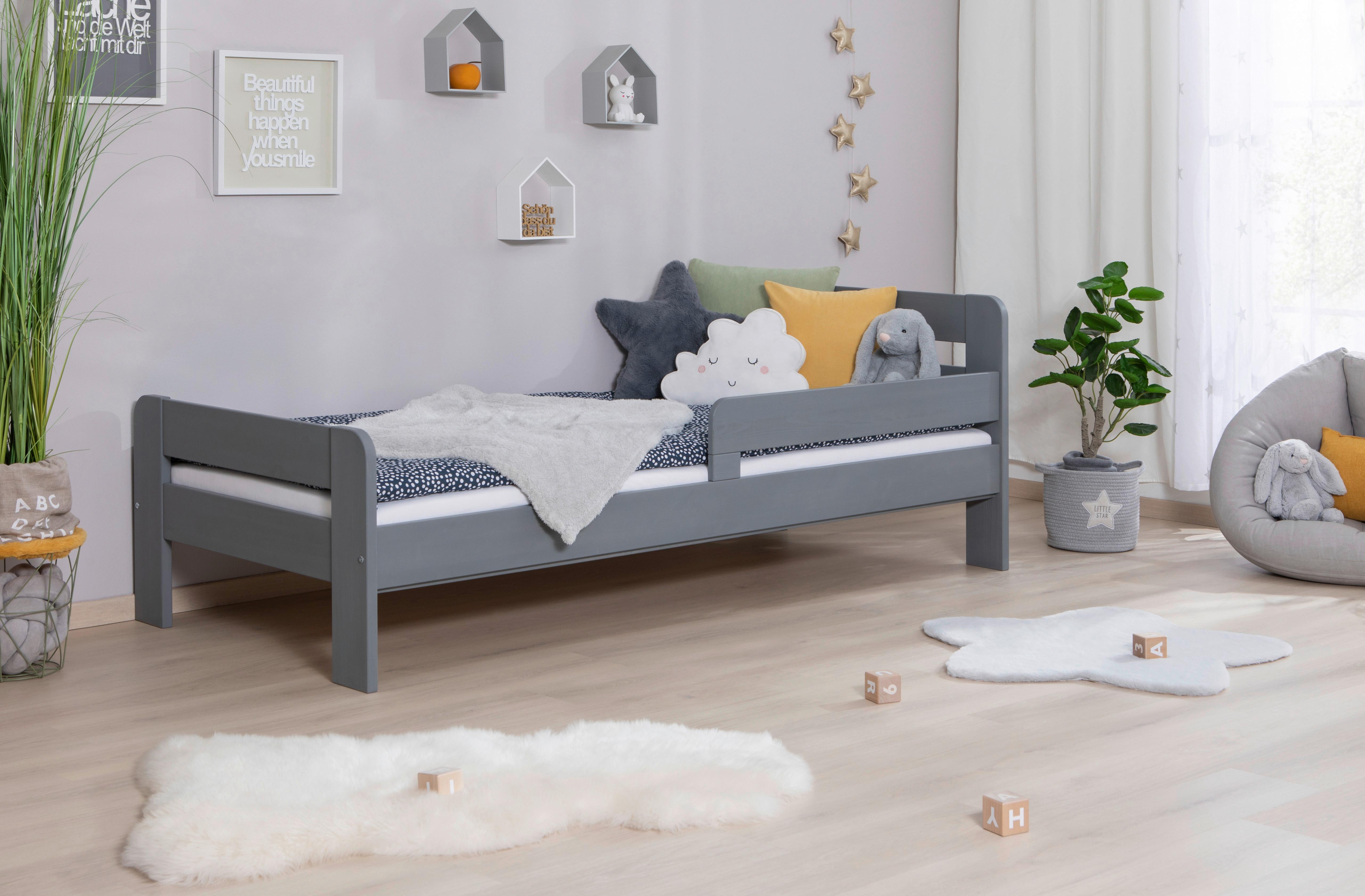Bett Bennet mit Matratze ca. 90x200 cm Hellgrau - Hellgrau, MODERN, Holz/Textil (90/200cm) - MID.YOU