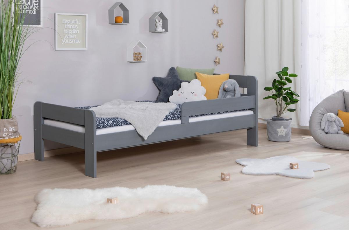 Bett Bennet mit Matratze ca. 90x200 cm Hellgrau - Hellgrau, MODERN, Holz/Textil (90/200cm) - MID.YOU