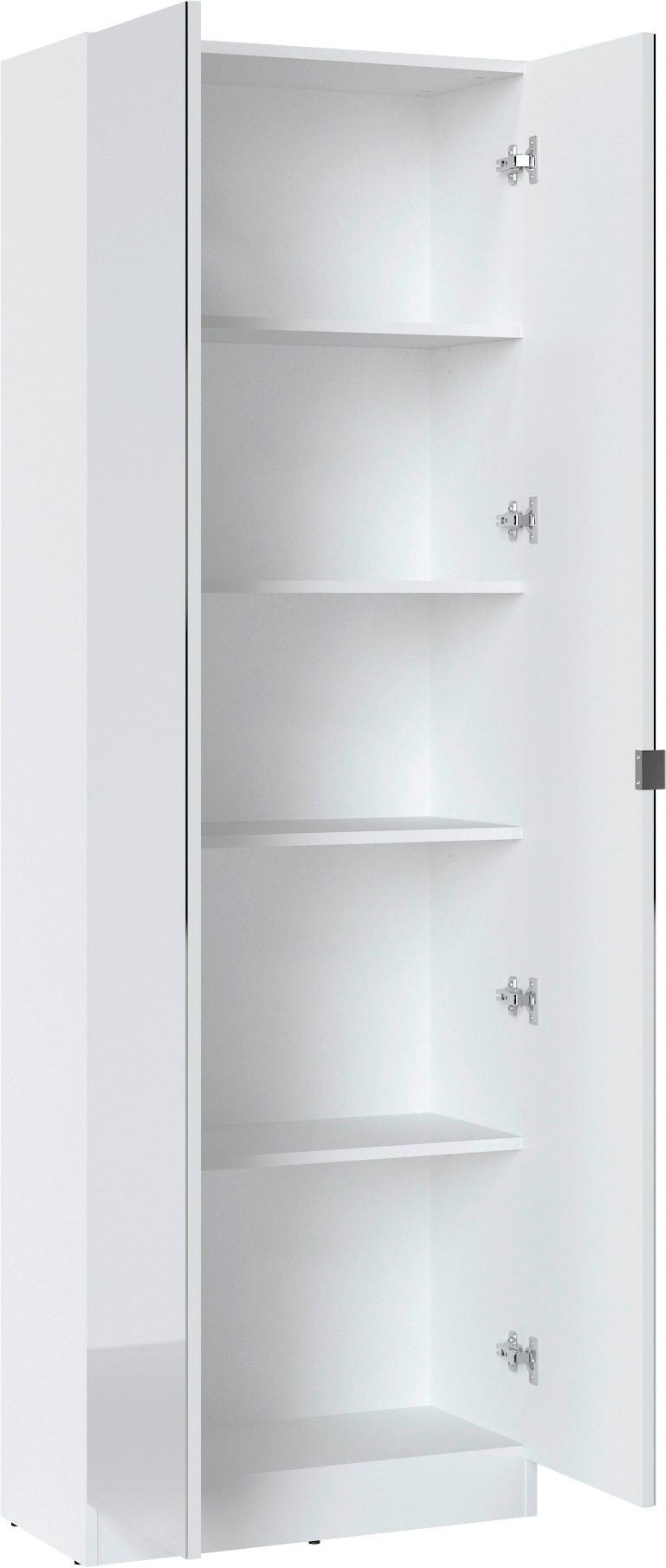 Dulap multifuncțional LENA - alb, Trend, sticlă/material pe bază de lemn (65/195,5/33cm) - Modern Living