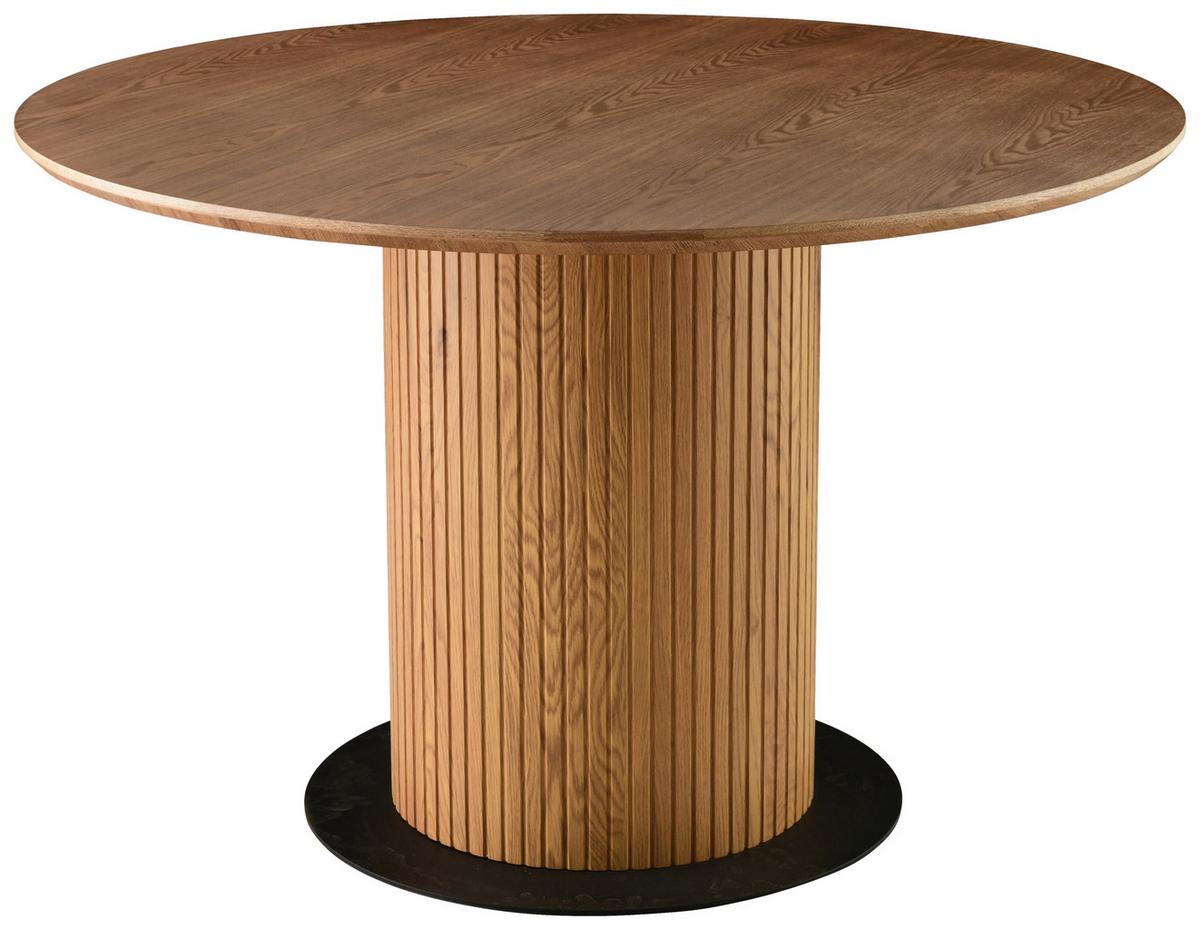 Jedilna Miza Jamie, Barva Oreha, Ø 120cm - barva oreha/črna, Trendi, kovina/leseni material (120/120/75cm) - MID.YOU