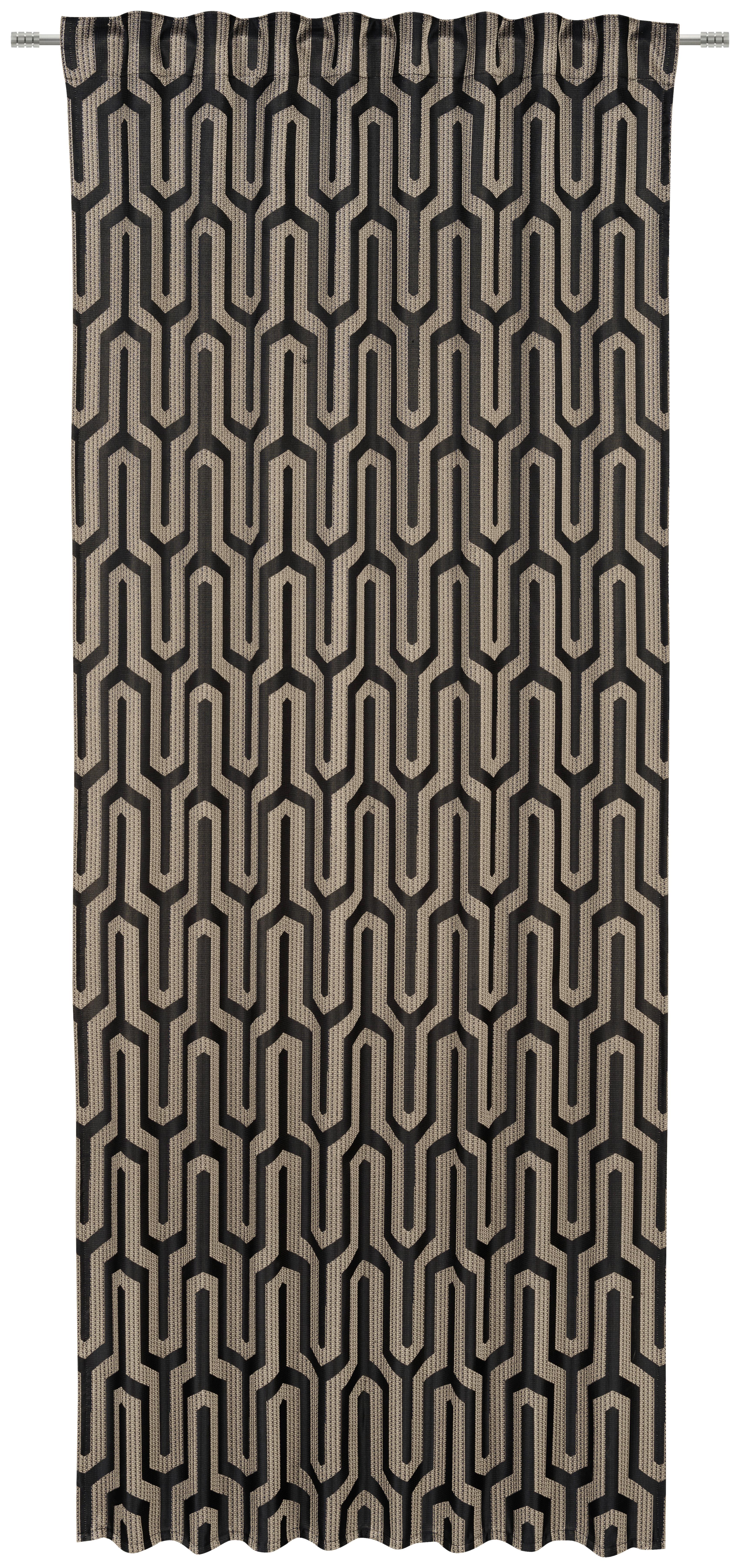 ZASŁONA GOTOWA MALFOY - czarny/kolor złoty, Design, tkanina (140/245cm) - Dieter Knoll