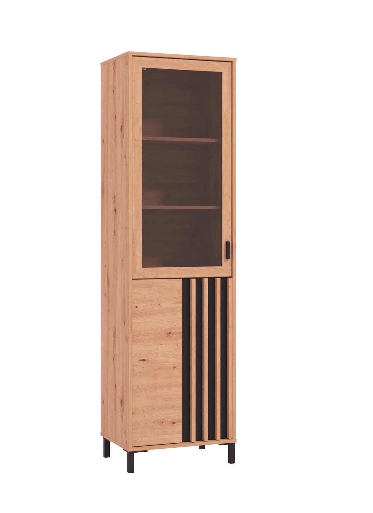 Vitrine Laval Schwarz/Eiche Artisan - Schwarz/Eiche Artisan, MODERN, Holzwerkstoff/Kunststoff (54/192/40cm) - P & B