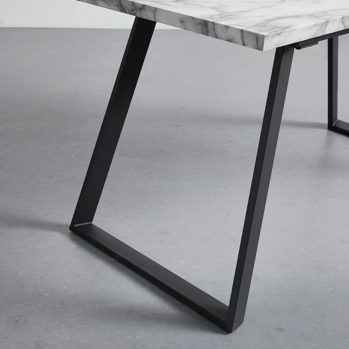 Ausziehtisch Luigi Marmoroptik ca. 180x80x76cm - Schwarz/Weiß, MODERN, Holzwerkstoff/Metall (140-180/80/76cm) - Bessagi Home