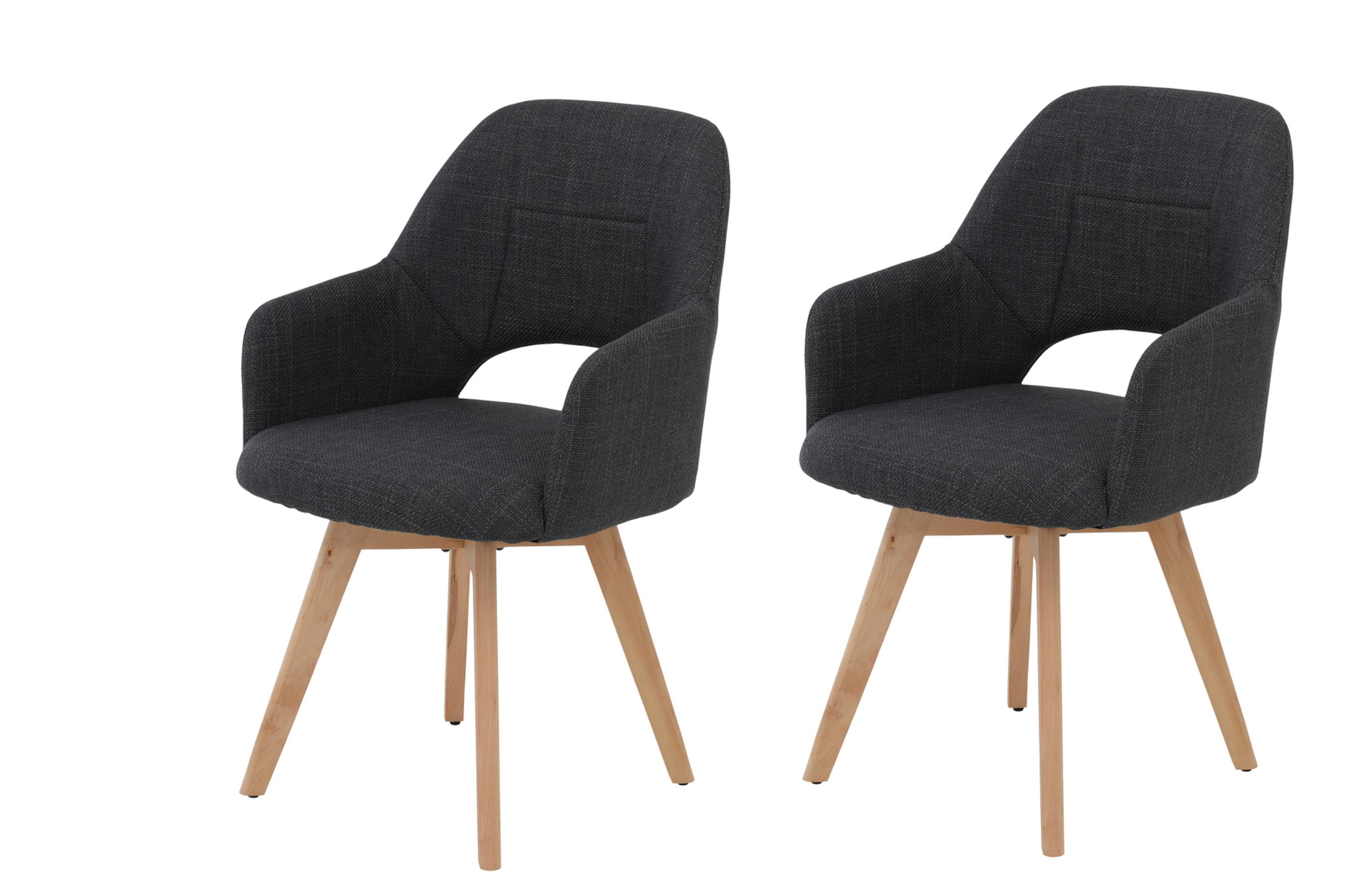 SESSELSET STADE S 2ER-SET - Anthrazit/Buchefarben, MODERN, Holz/Textil (57/88/61cm) - P & B