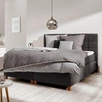 Boxspringbett Jerry ca. 180x200 cm Grau mit Topper - Dunkelgrau/Erlefarben, MODERN, Holz/Holzwerkstoff (180/200cm) - Bessagi Home