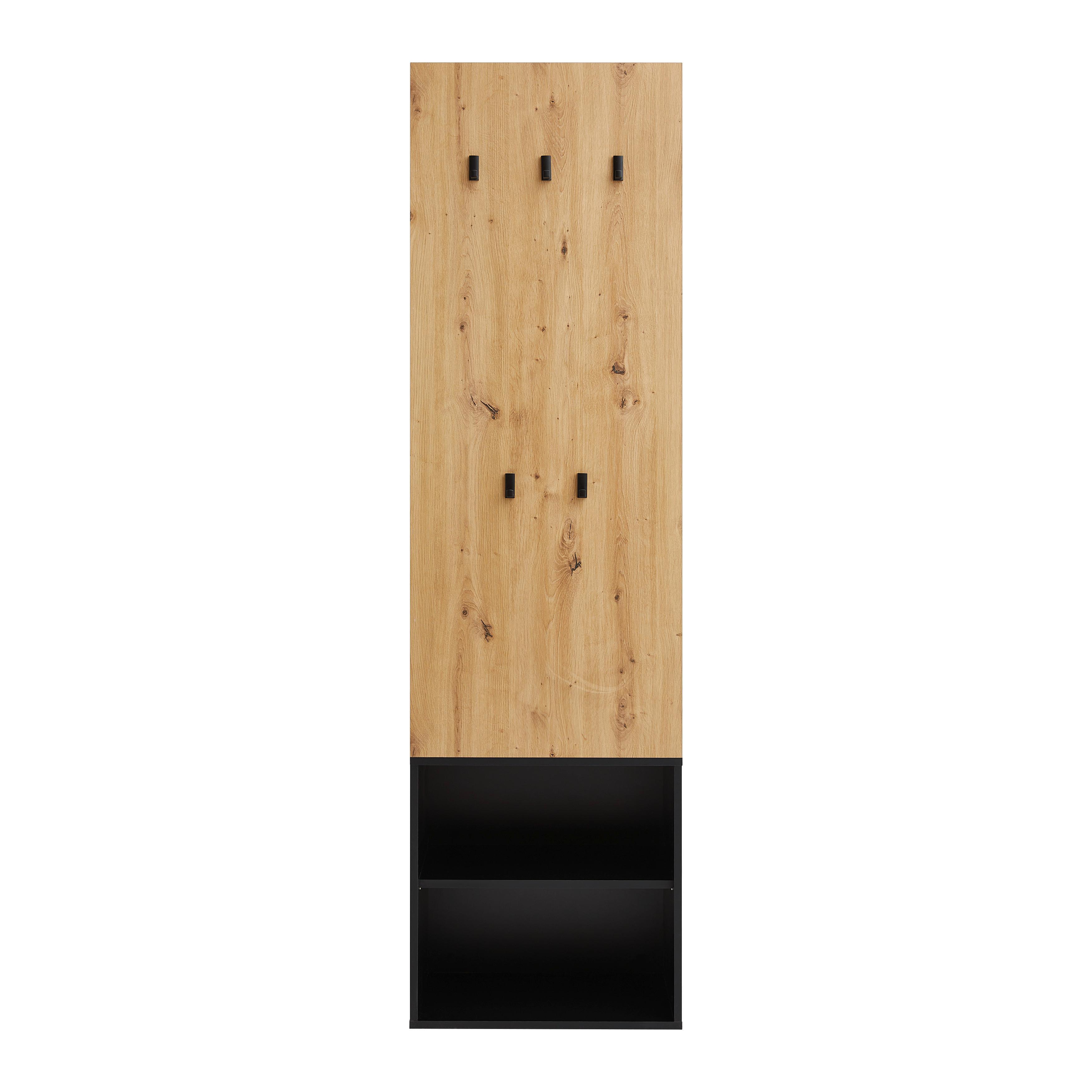 Garderobe Next in Schwarz/Eiche Artisan - Schwarz/Eiche Artisan, Modern, Holzwerkstoff (55/195/38cm) - Mömax