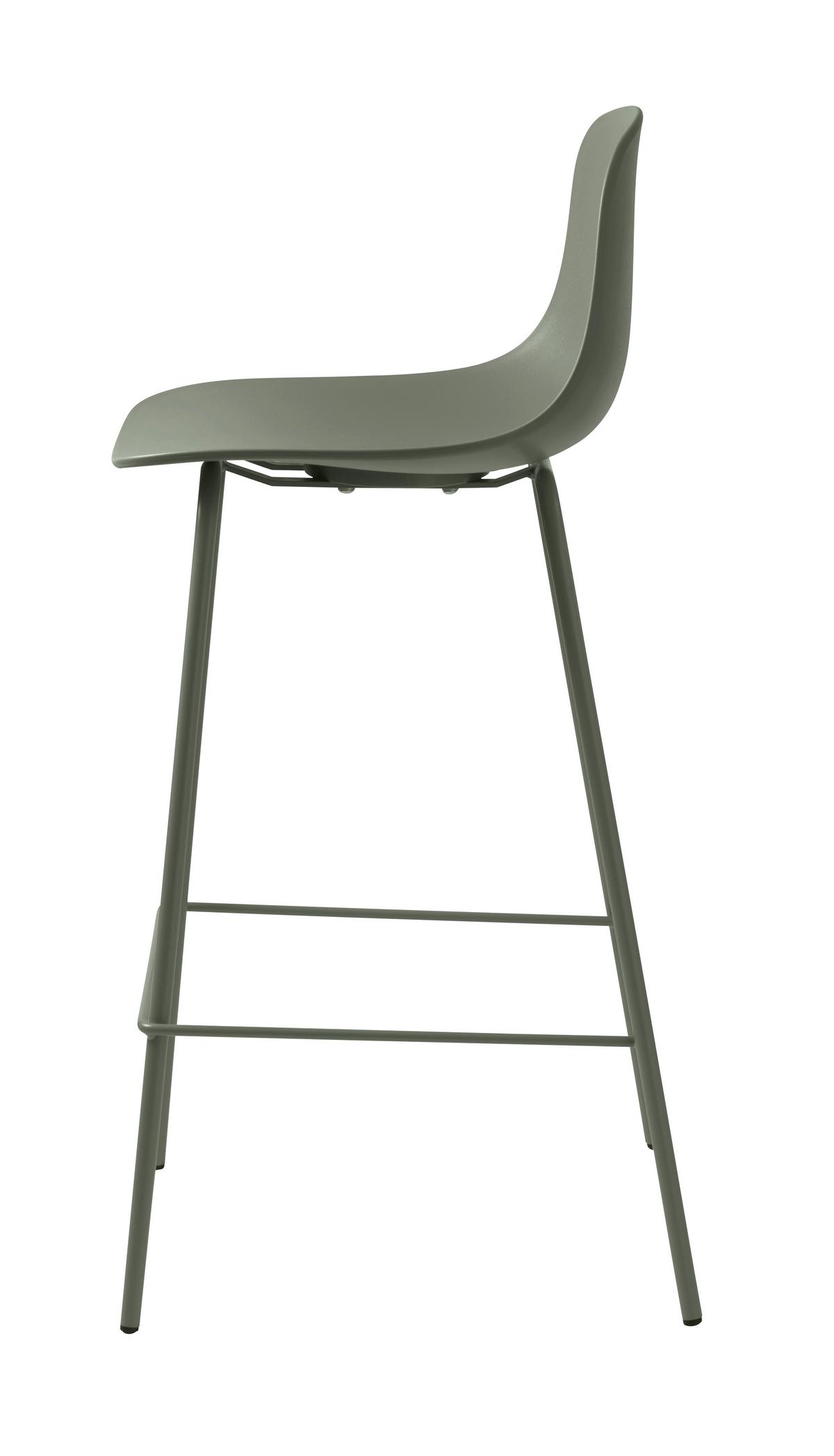 STOŁEK BAROWY WHTBIY - oliwkowa zieleń, Design, tworzywo sztuczne/metal (41/93/48cm) - Boxxx