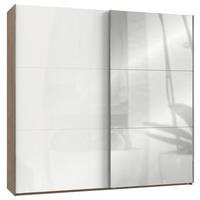 Schwebetürenschrank Level 36D ca. 250 cm Weiß/Eiche Dekor - Chromfarben/Weiß Hochglanz, MODERN, Holzwerkstoff/Metall (250/236/65cm) - MID.YOU