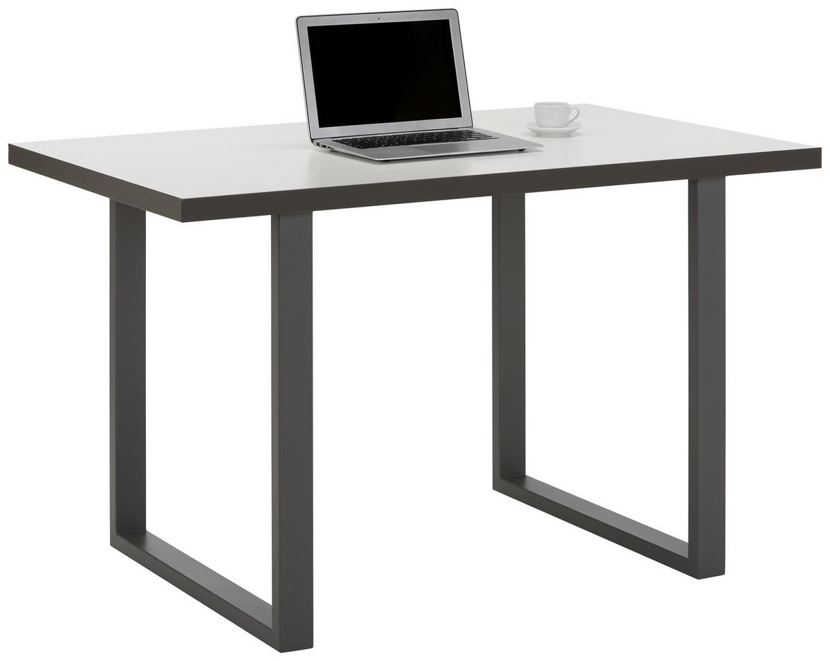 Masă de scris KEFLAVIK -EXKLUSIV- - alb/gri, Modern, metal/material pe bază de lemn (120/74,1/75cm) - Modern Living