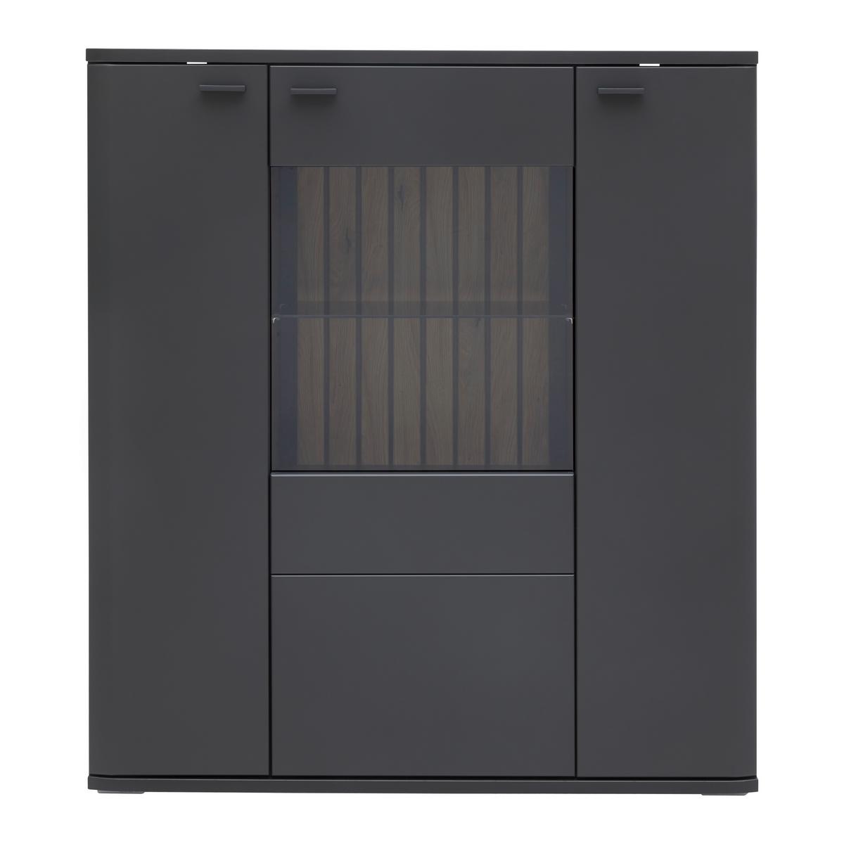 Highboard Carreto Grau - Anthrazit/Grau, Modern, Glas/Holzwerkstoff (110/124/38cm) - Premium Living
