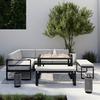 Dining-Loungeset Aruba Hellgr. /Schwarz Outdoorstoff/Metall - Hellgrau/Schwarz, MODERN, Kunststoff/Textil - Bessagi Garden
