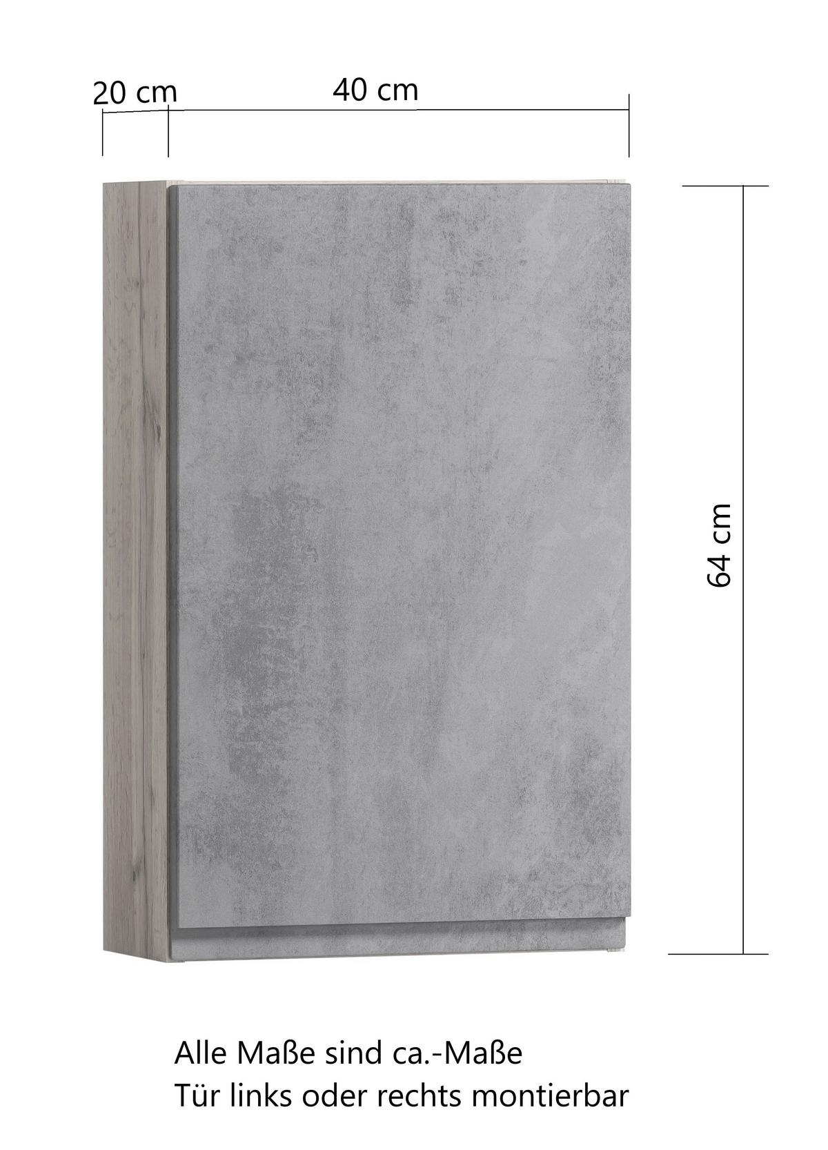 Hängeschrank Varese ca. 40x64 cm Hellgrau/Eiche - Eiche Wotan/Hellgrau, MODERN, Holzwerkstoff (40/64/20cm) - Held