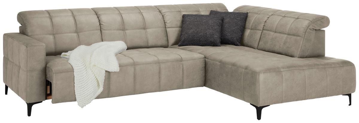 Ecksofa Panama rechts Grau - Schwarz/Grau, KONVENTIONELL, Textil/Metall (304/89-102/216cm) - Premium Living