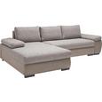 Wohnlandschaft mit Bettfunktion - Beige/Schwarz, KONVENTIONELL, Kunststoff/Textil (285/176cm) - BASED