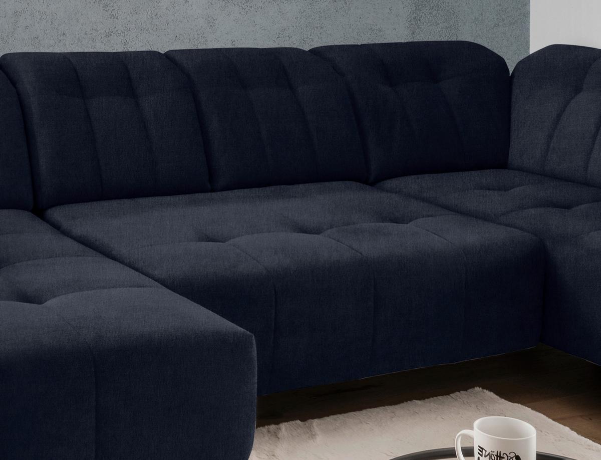 WOHNLANDSCHAFT SANO - Schwarz/Dunkelblau, MODERN, Textil/Metall (180/337/200cm) - Livetastic