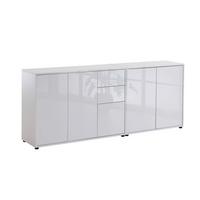 Sideboard Mailand Set 10 Weiß - Weiß Hochglanz/Schwarz, MODERN, Holzwerkstoff/Kunststoff (184,5/73/33cm) - MID.YOU