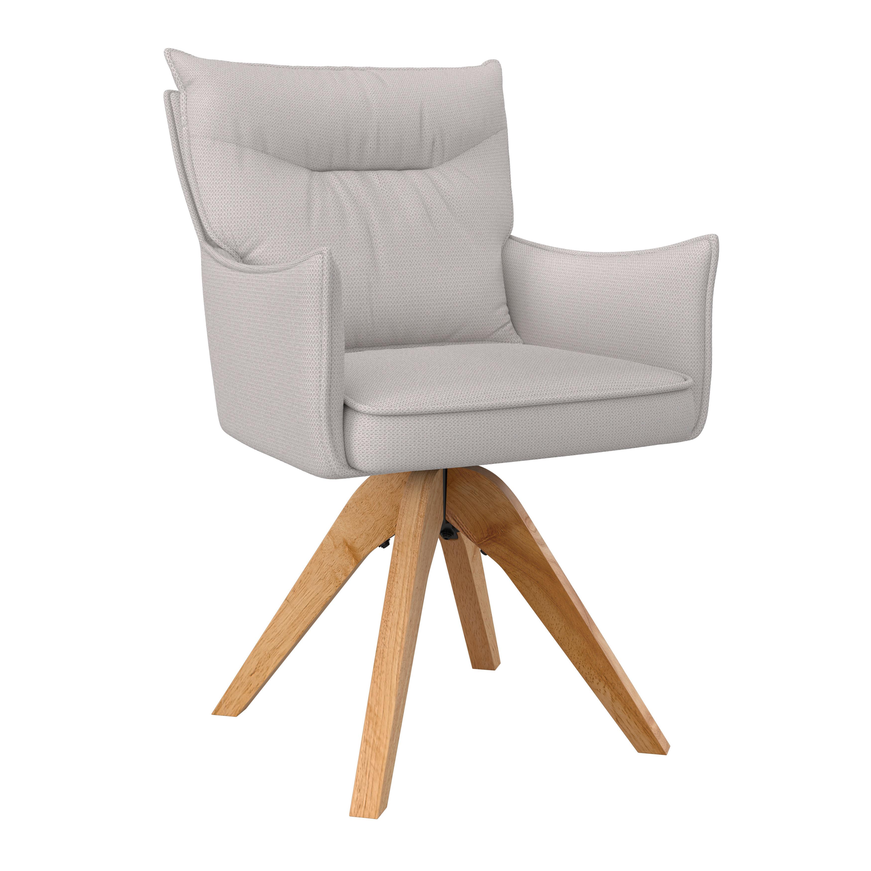STOL MED ARMSTÖD LORELEI - ljusgrå/naturfärgad, Modern, trä/textil (58/87/63cm) - Bessagi Home