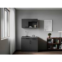 Miniküche Oliver m. Gerät ca. 100cm Grau - Grau, Trend, Holzwerkstoff/Metall (100cm) - Respekta