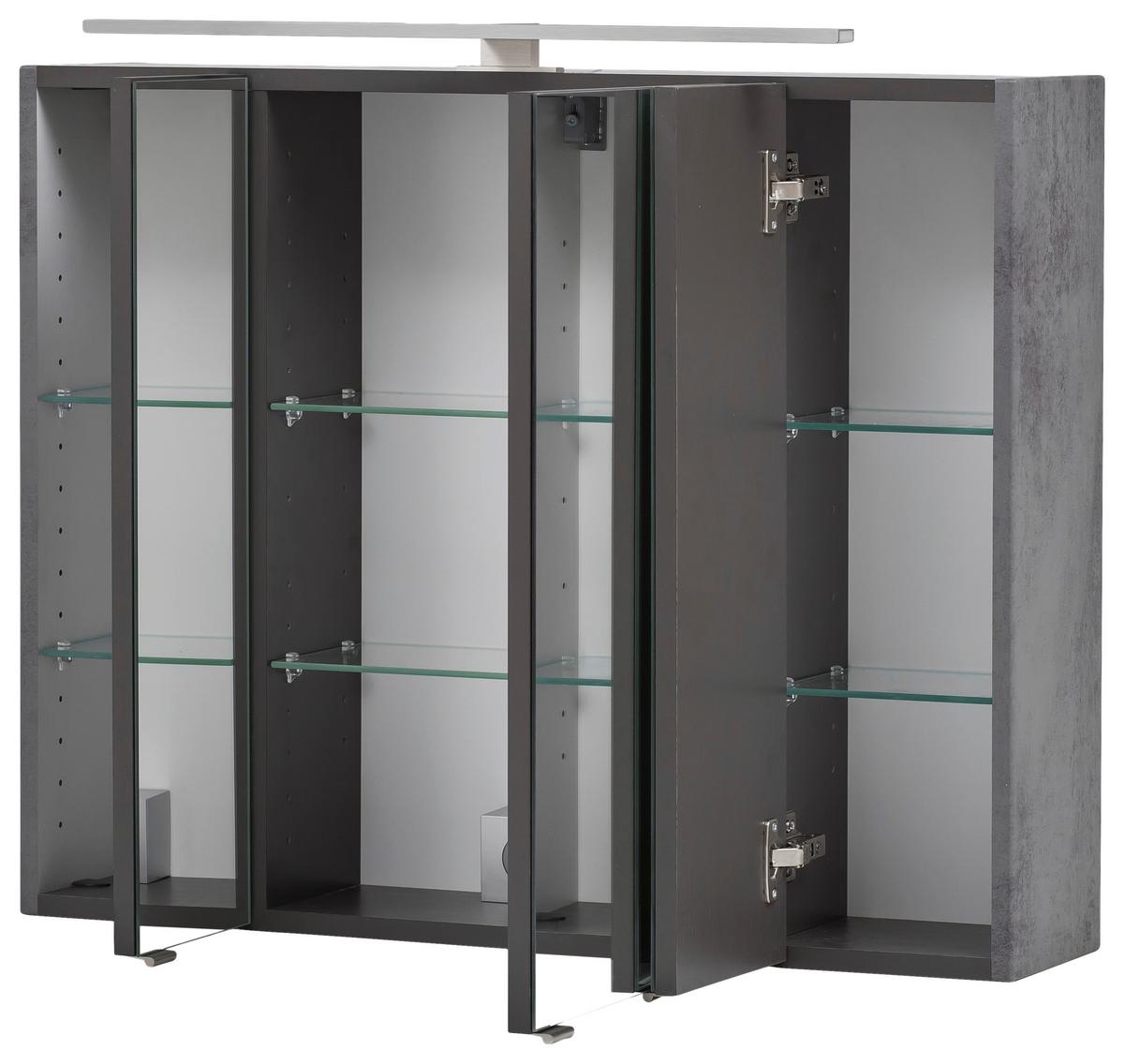 Badmöbel-Set 3-tlg inkl. LED Stockholm 80cm Weiß - Dunkelgrau/Weiß, KONVENTIONELL, Holzwerkstoff (80cm) - Held