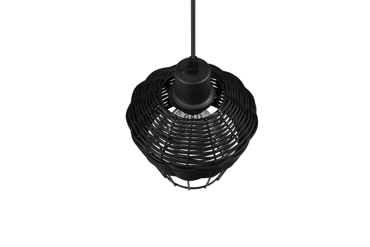 Pendelleuchte Borka Schwarz max. 40 Watt - Schwarz, ROMANTIK / LANDHAUS, Holz/Metall (17,5/150cm)