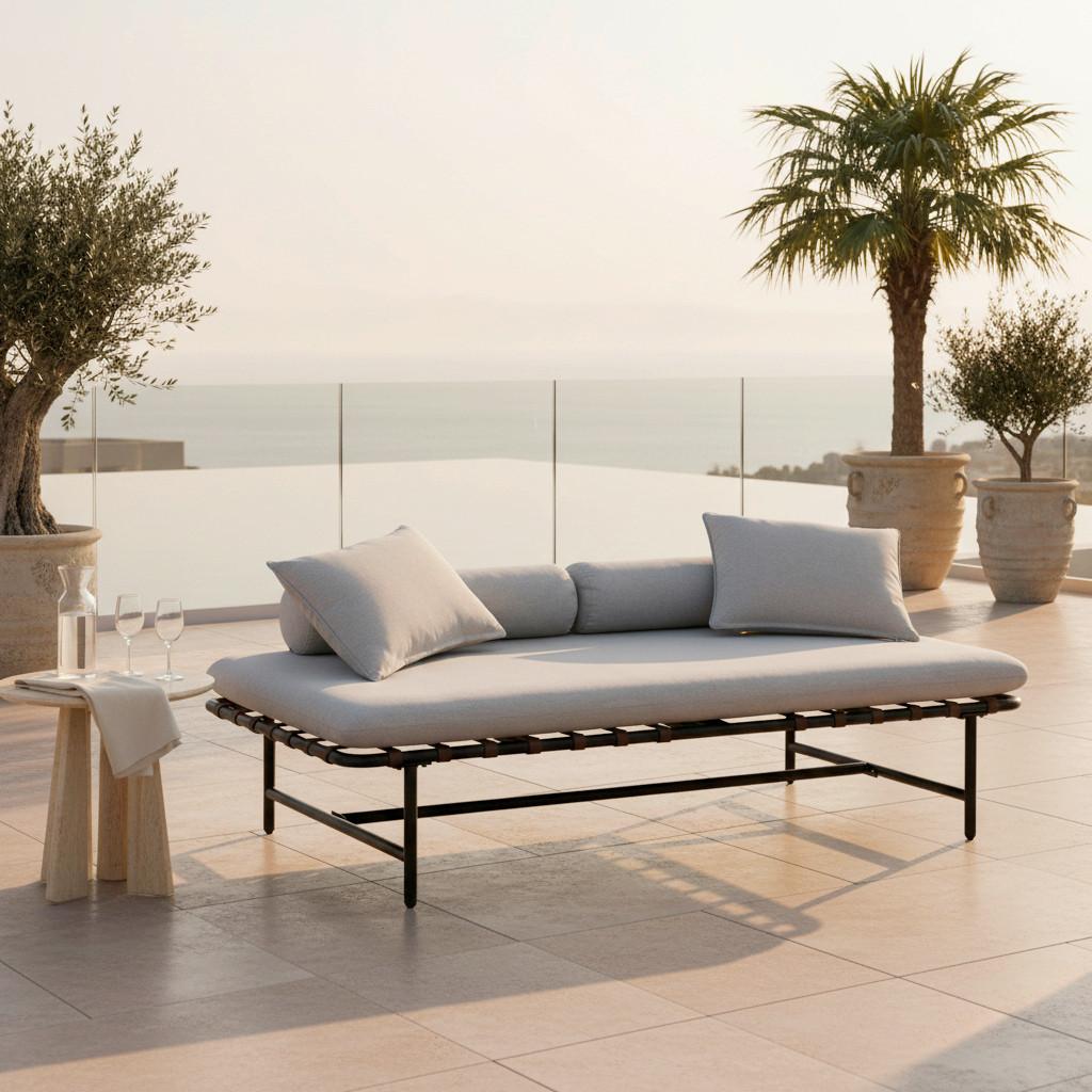 Gartenliege "Norah", inkl. Auflage/Kissen, Outdoorgewebe - Grau, Modern, Kunststoff/Textil (180/51/87cm) - Bessagi Garden