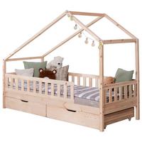 Hausbett Lou ca. 90x200 cm Holz - Naturfarben/Weiß, MODERN, Holz/Textil (90/200cm) - MID.YOU