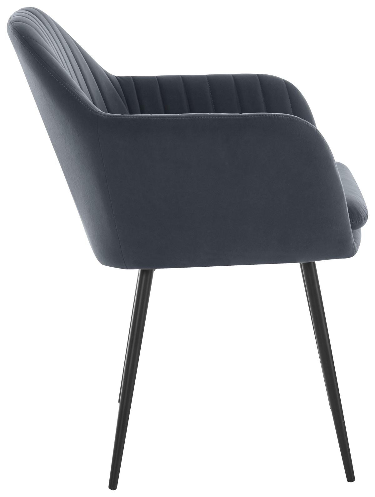 Armlehnstuhl Mila 2er-Set Grau Samt - Schwarz/Grau, MODERN, Textil/Metall (59/84/66cm) - MID.YOU