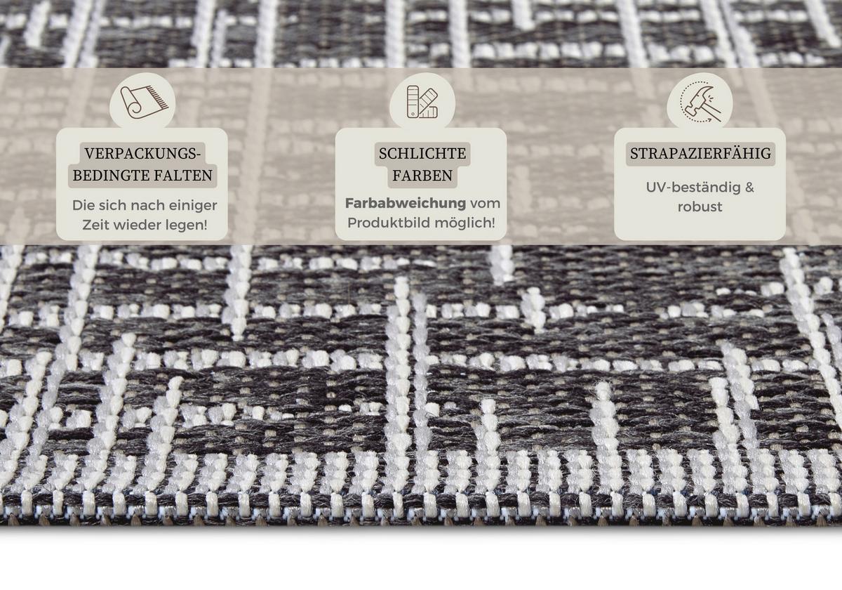 Outdoorteppich Telu Grau/Beige ca. 76x150cm - Beige/Grau, Design, Kunststoff (76/150cm)