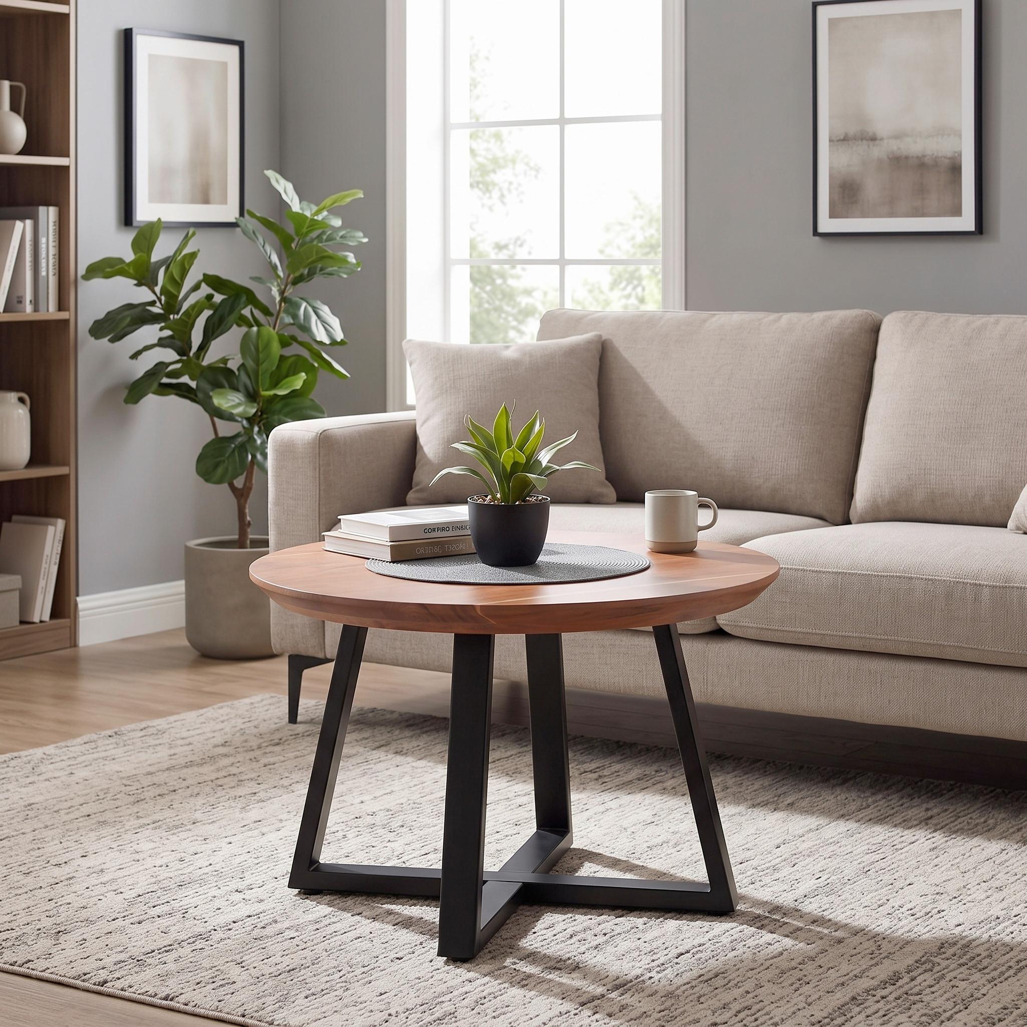 SOFFBORD SAFAGA - svart/naturfärgad, Natur, metall/trä (70/70/45cm) - Zandiara