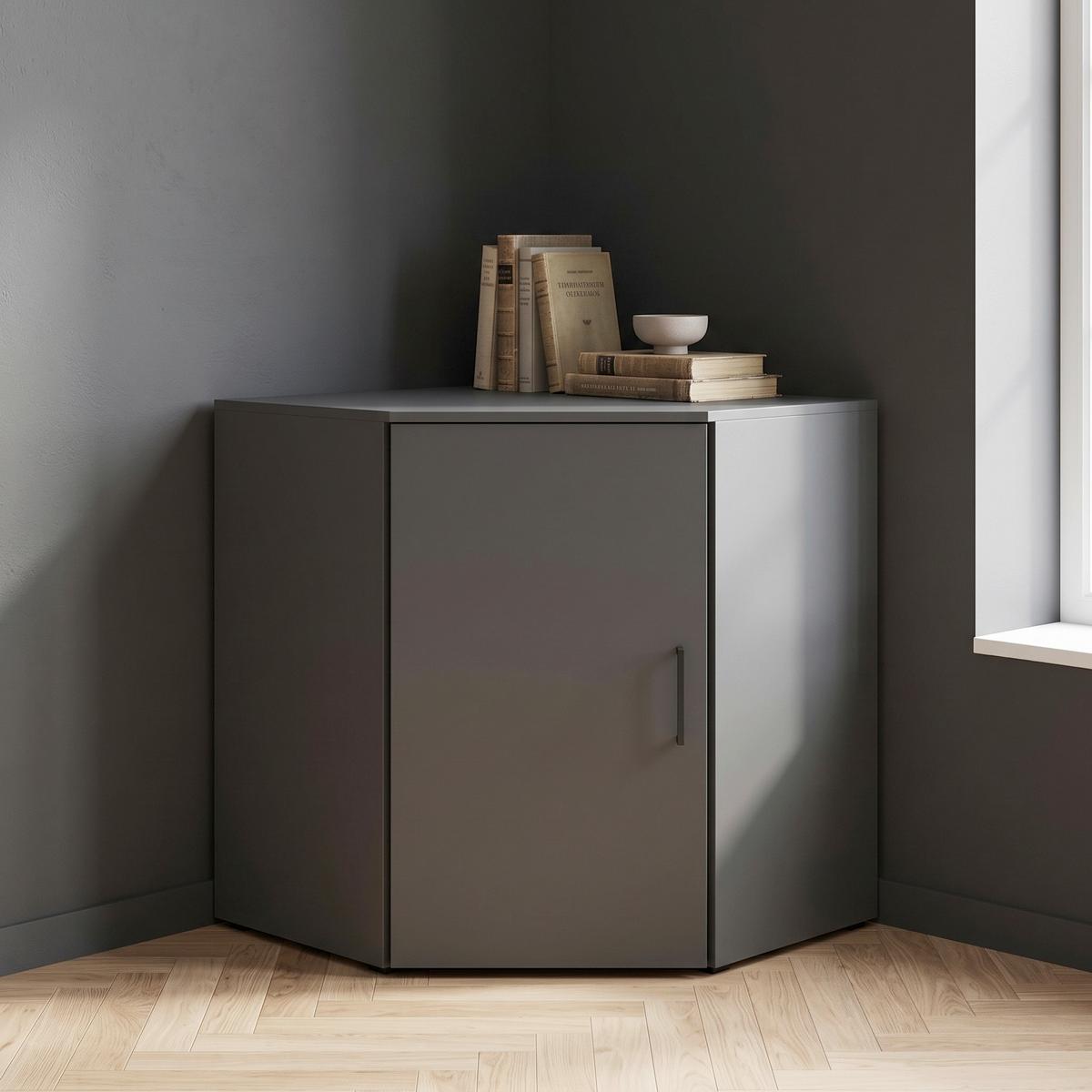 Ugaona Komoda Multi - crna/grafitno siva, Moderno, pločasti materijal/plastika (71,5/71,5cm) - Modern Living
