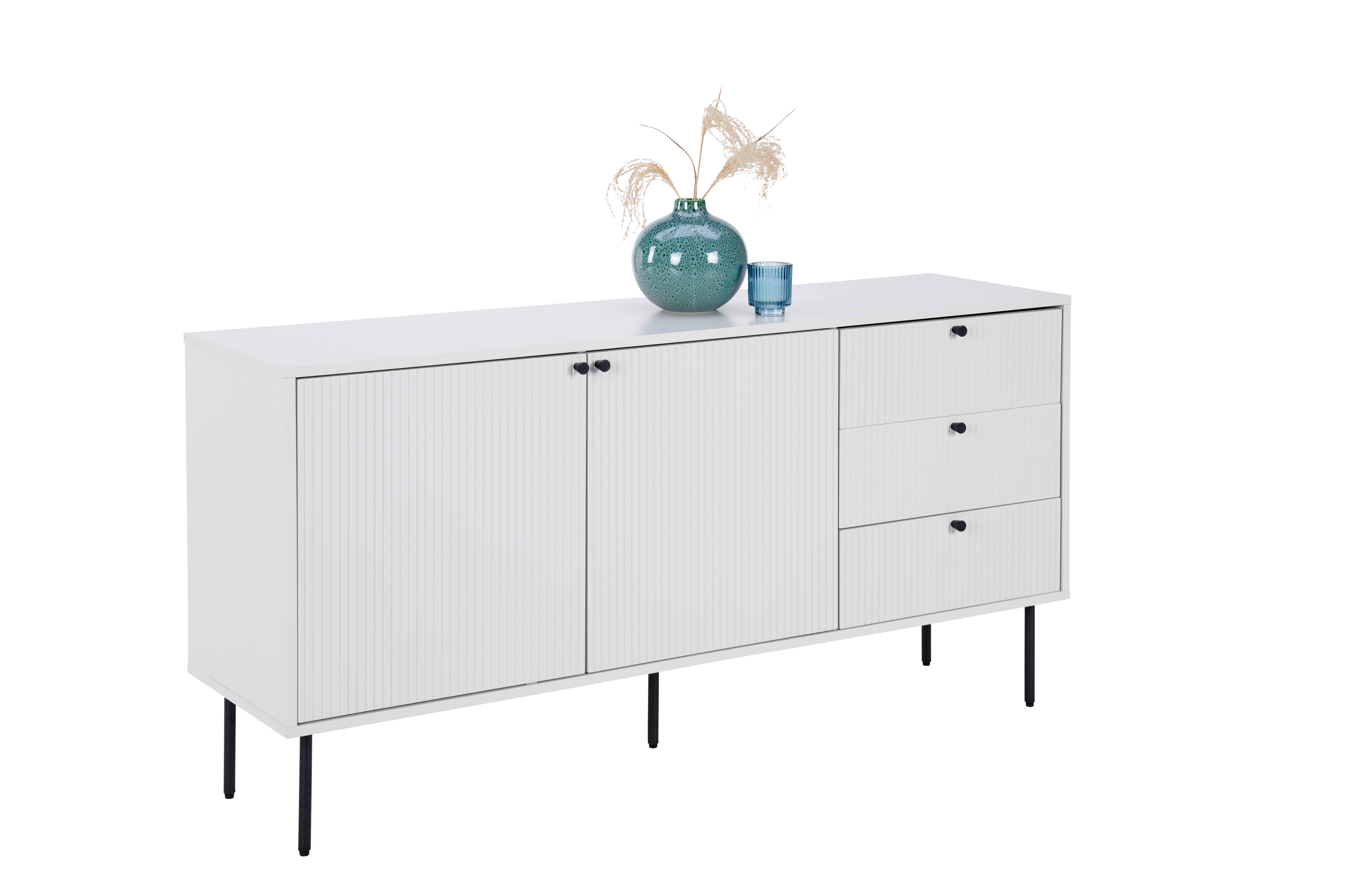 KOMODA SZEROKA ODENSE - jasnoszary/czarny, Design, materiał drewnopochodny/metal (150/74,6/40cm) - Xora