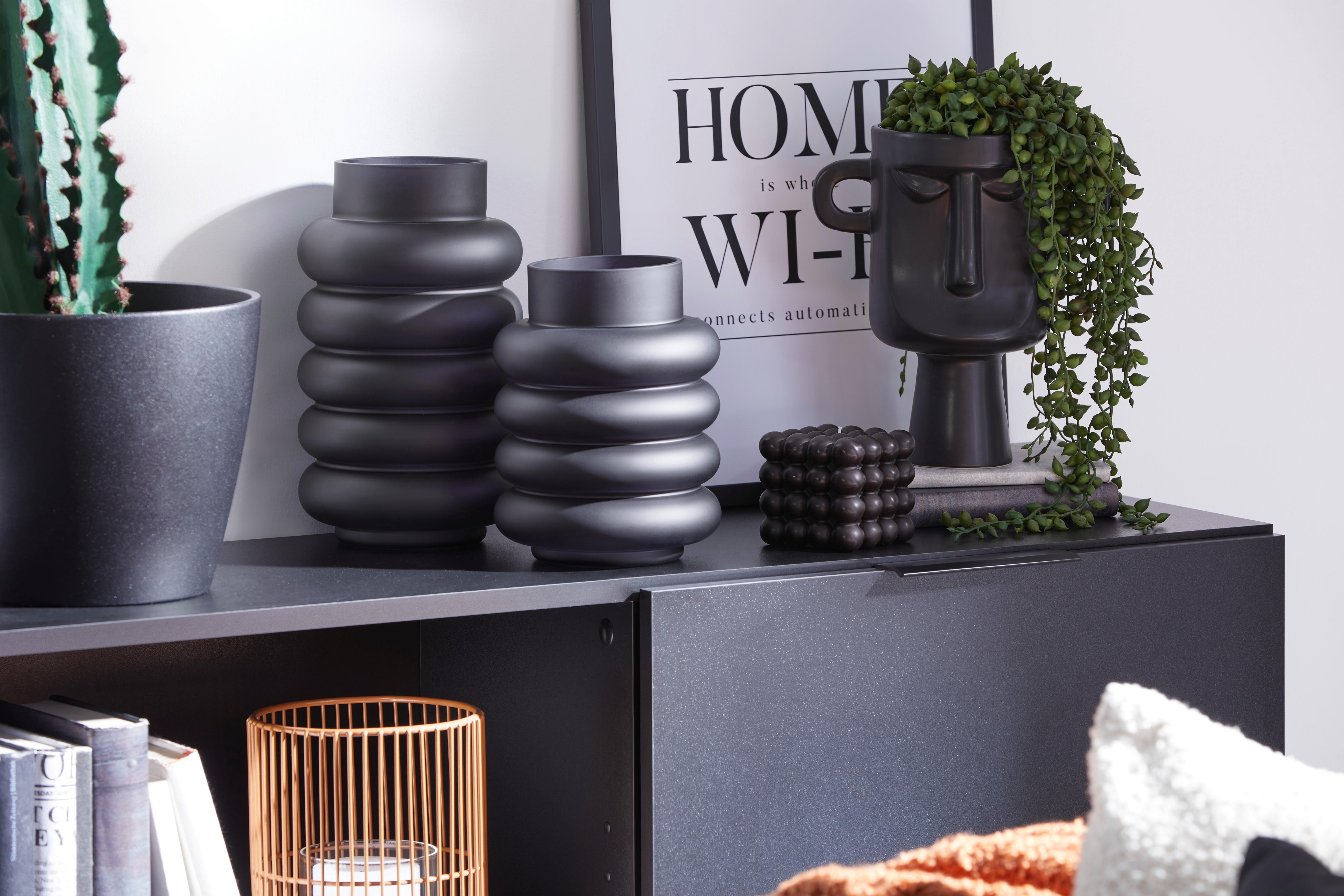 Vase Ribbo II in Schwarz - Schwarz, Modern, Glas (15/20cm) - Premium Living