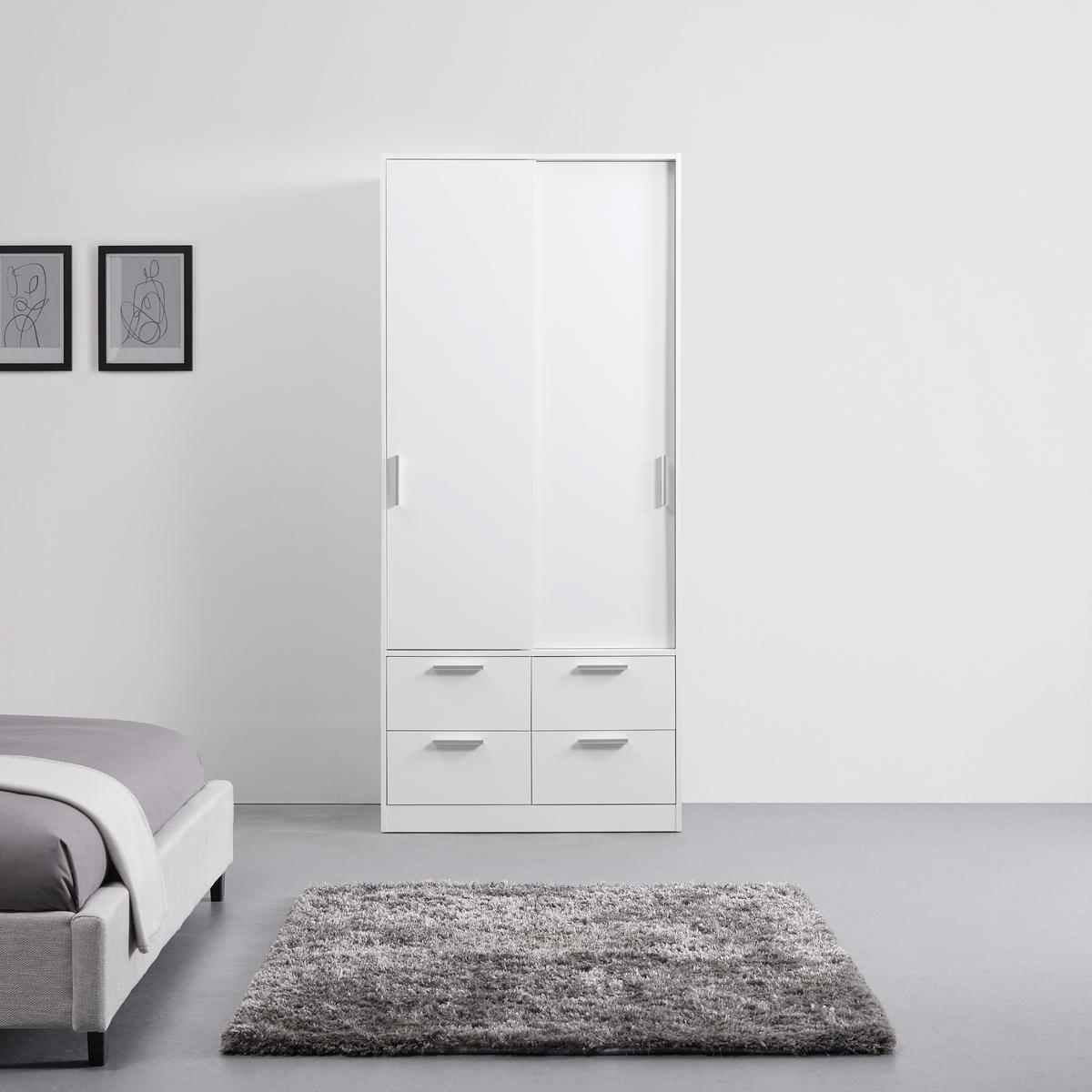 Schiebetürenschrank in Weiss - Chromfarben/Weiss, Konventionell, Holzwerkstoff/Kunststoff (90/205/60cm) - Mömax