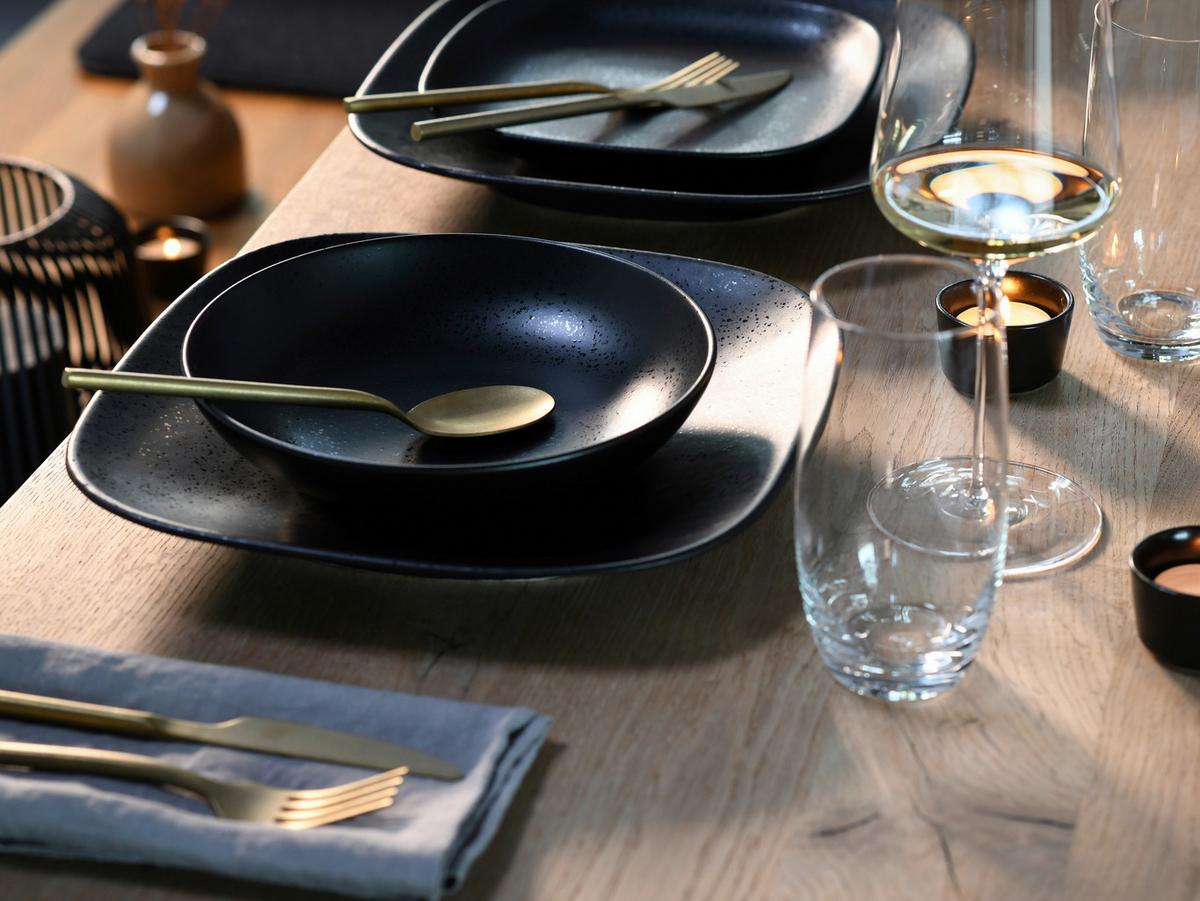 Jedilni Servis Magic Black Square, 12-Delni - črna, Basics, keramika - Creatable