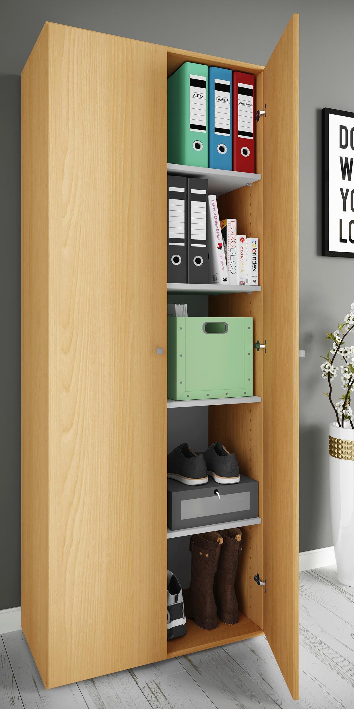 Mehrzweckschrank Vandol ca. 70x178x40 cm Buchefarben - Silberfarben/Buchefarben, Basics, Holzwerkstoff/Kunststoff (70/178/40cm) - MID.YOU