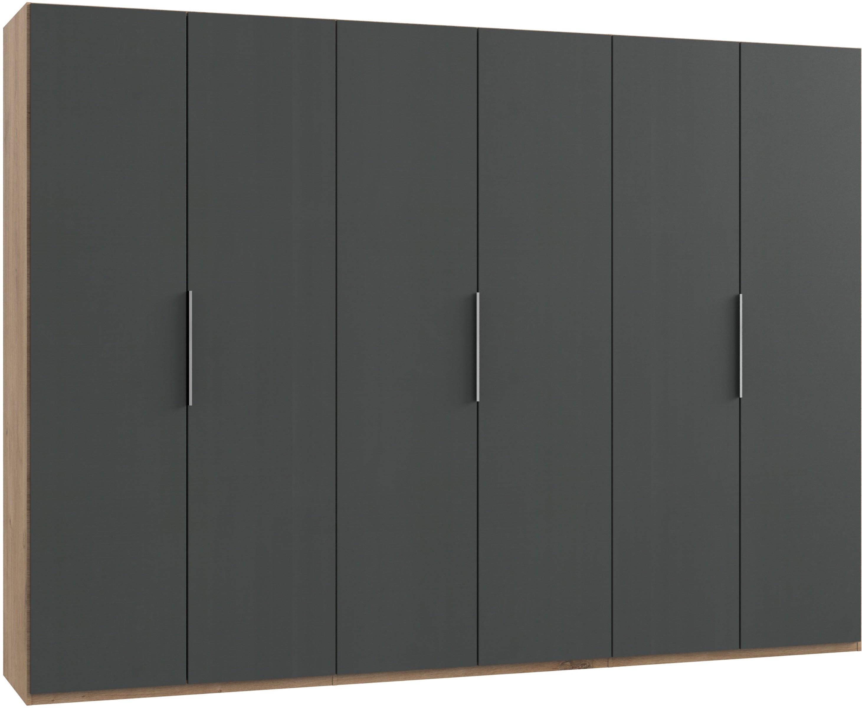 Drehtürenschrank Level 36A ca. 300x216x58cm Graphitfarben - Chromfarben/Eichefarben, MODERN, Holzwerkstoff (300/216/58cm) - MID.YOU