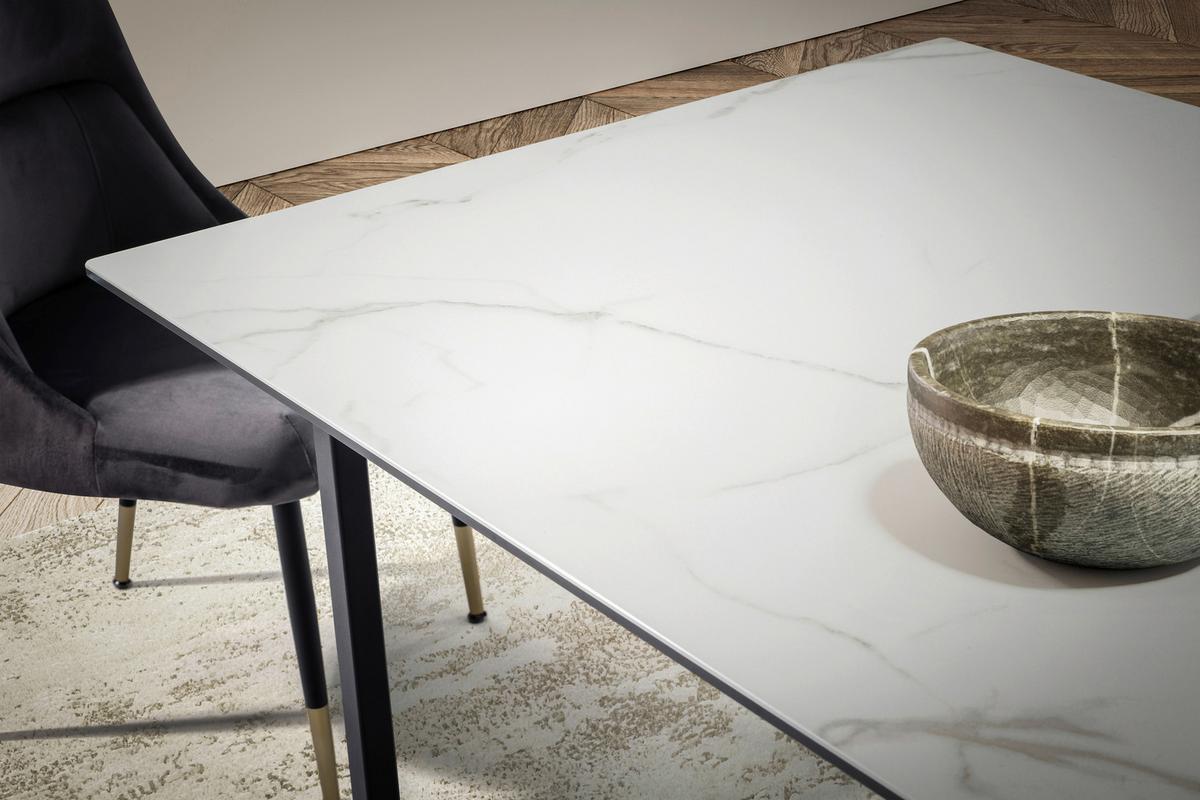 Jedilna Miza Marble, Keramika, 180x90cm - črna/bela, Design, kovina/keramika (180/90/76cm) - MID.YOU